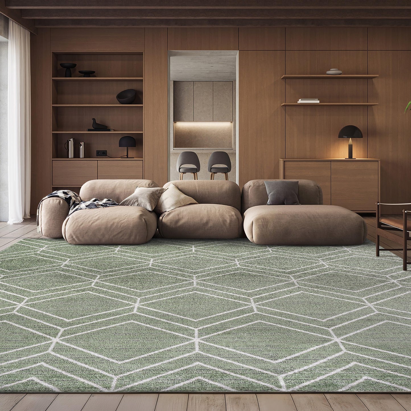 SAFAVIEH Area Rug 8x10 - Adirondack Collection - Large - Sage & Ivory, Modern Geometric Design, Non-Shedding & Easy Cleaning, Ideal for Living Room, Bedroom, Office, Dining Space (ADR241Y)