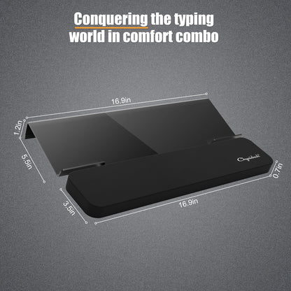 Chyaidach Computer Keyboard Stand and Wrist Rest - Easy Comfortable Ergonomic Typing - Acrylic PC Keyboard Holder with Wrist Support - Fits All Size Keyboards - 16.9'' Wide (Matte Black)