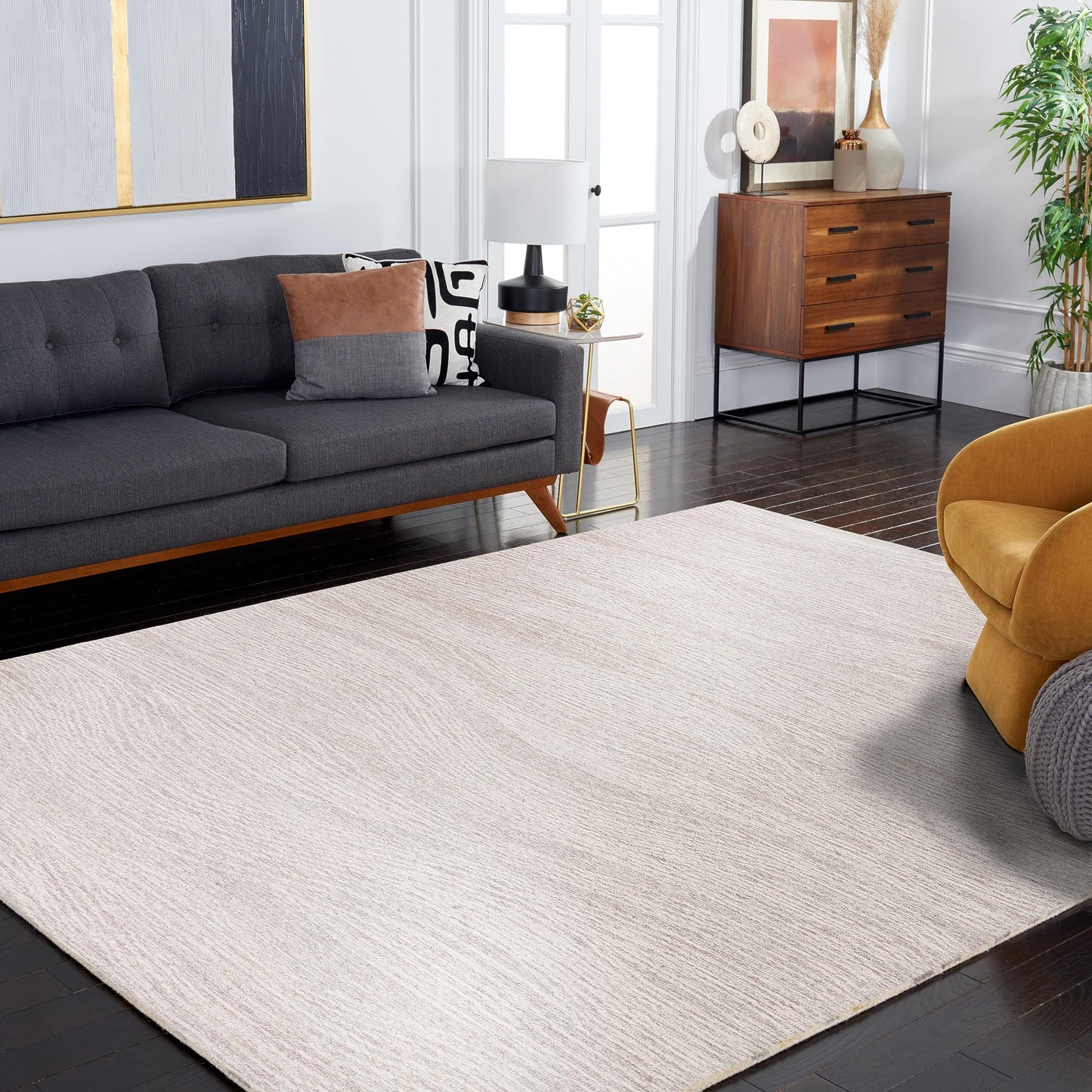 SAFAVIEH Metro Collection Area Rug - 10' x 14', Natural & Ivory, Handmade Modern Wool, Ideal for High Traffic Areas in Living Room, Bedroom (MET995A)