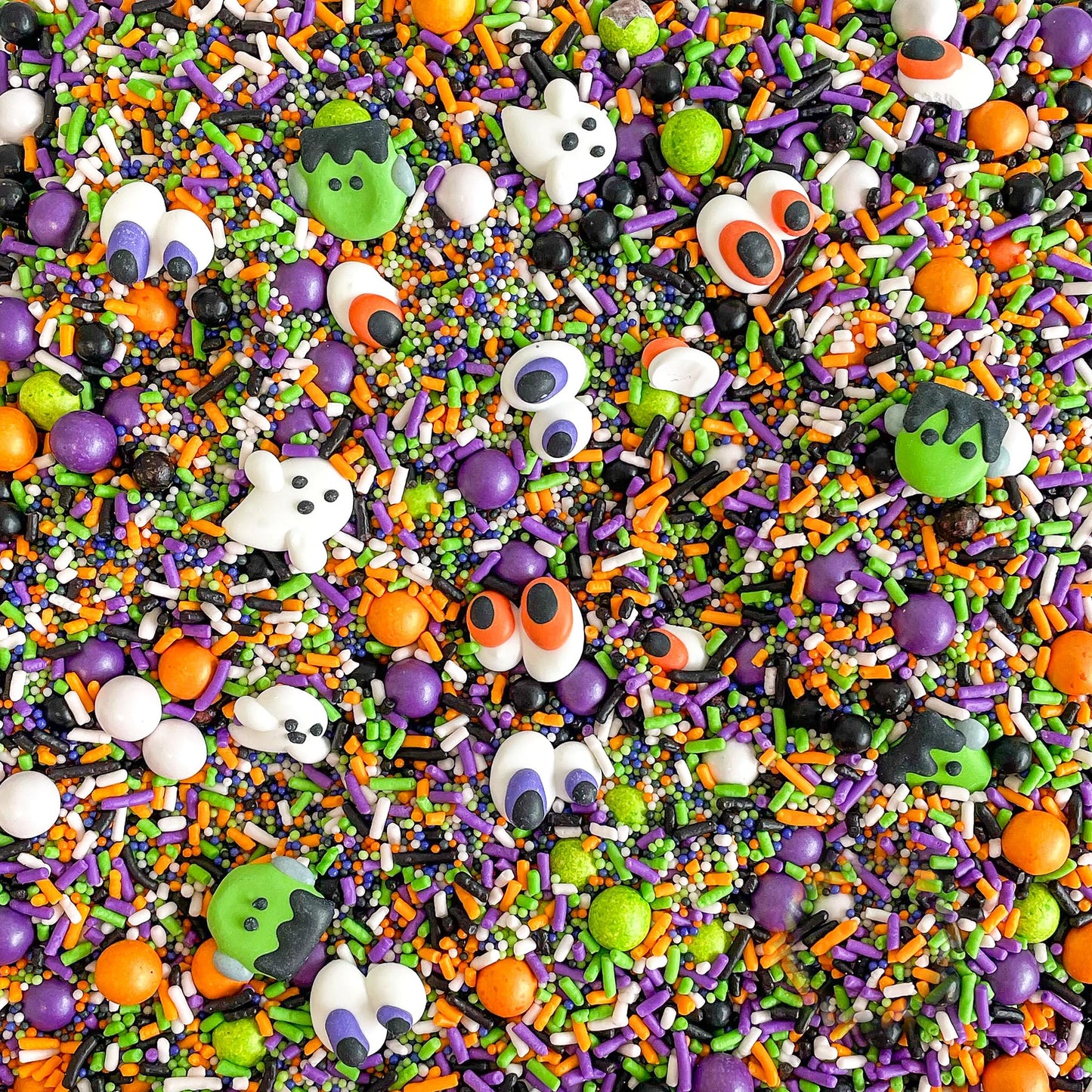 Sprinkle Pop Monster Mashup Sprinkle Mix| Orange Black White Lime Purple Sprinkles| Halloween Sprinkles with ~6 monster, ghosts, creepy eyeballs Made in USA for Decorating Cakes Cookies Cupcakes, 2oz
