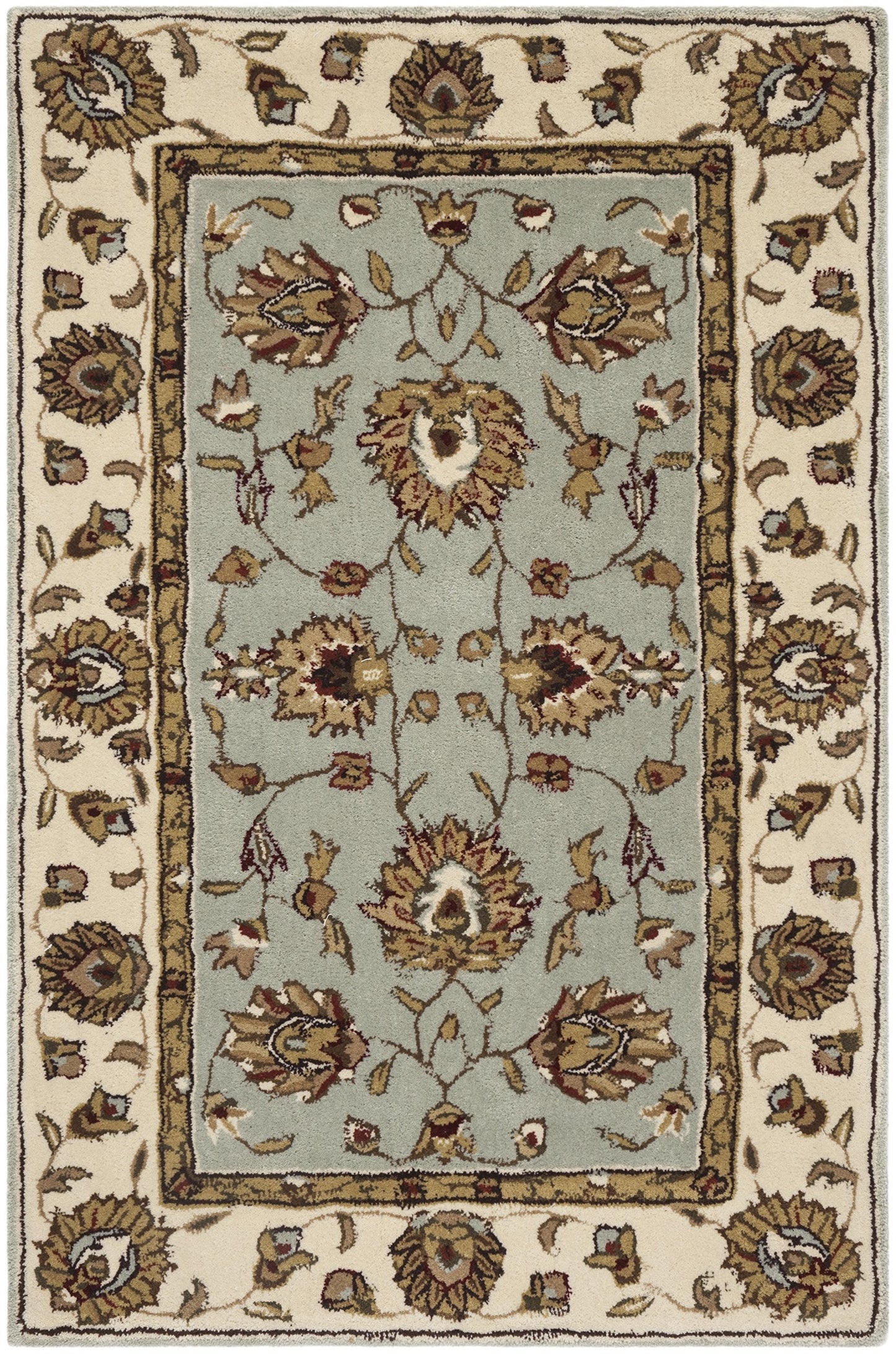 SAFAVIEH Total Performance Collection Accent Rug - 3' x 5', Light Blue & Ivory, Hand-Hooked Oriental, Non-Shedding & Easy Care, Ideal for High Traffic Areas in Entryway, Living Room, Bedroom (TLP416B)