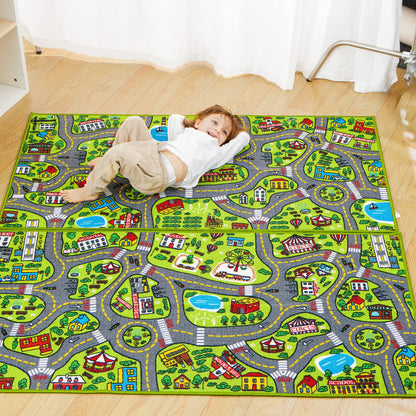 JOYIN 2 Pack Kids City Town Rug(150x80cm),Car Play Carpet,Road Rug for Toddlers,Pretend Play Gift for Kids,Educational Floor Mat for Bedroom & Playroom,Toy for Boys and Girls