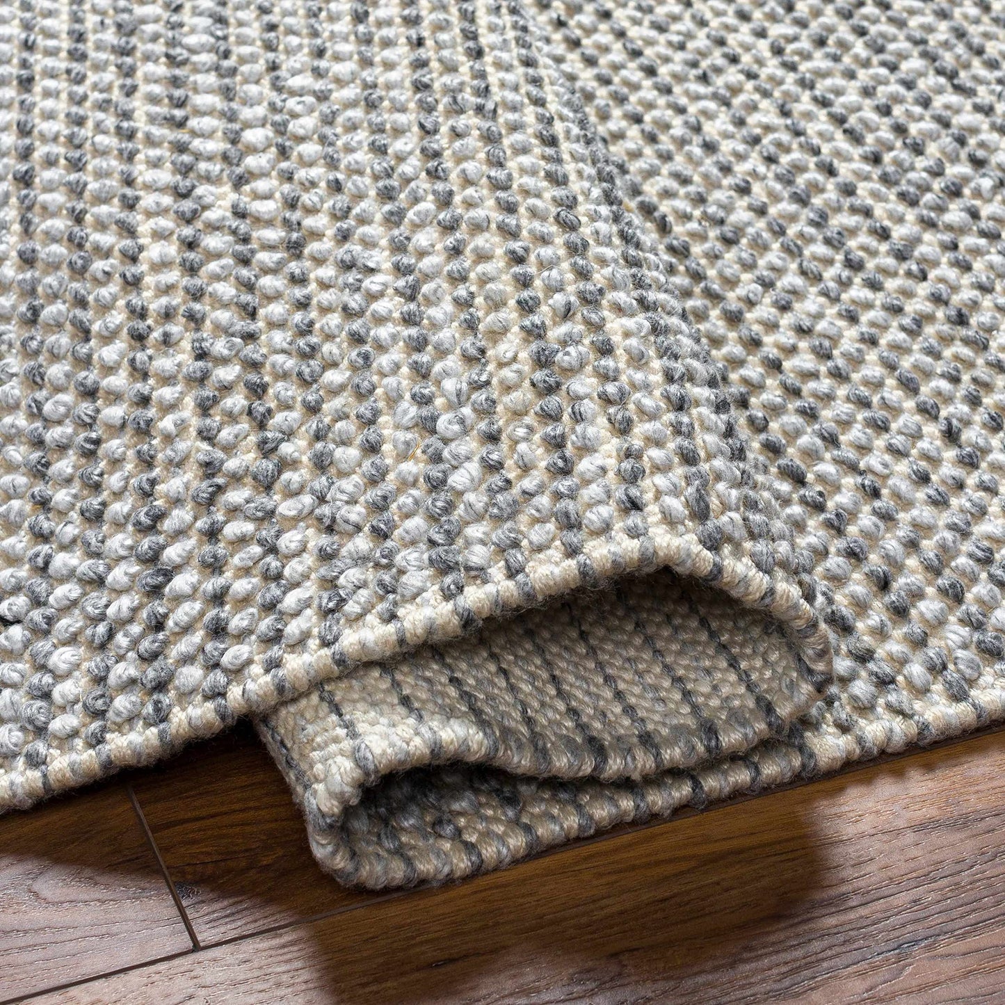 Hauteloom Kala Recycled Material Living Room, Bedroom Area Rug - Contemporary - Light Gray, Cloud Gray, Dark Gray - 2' x 3'