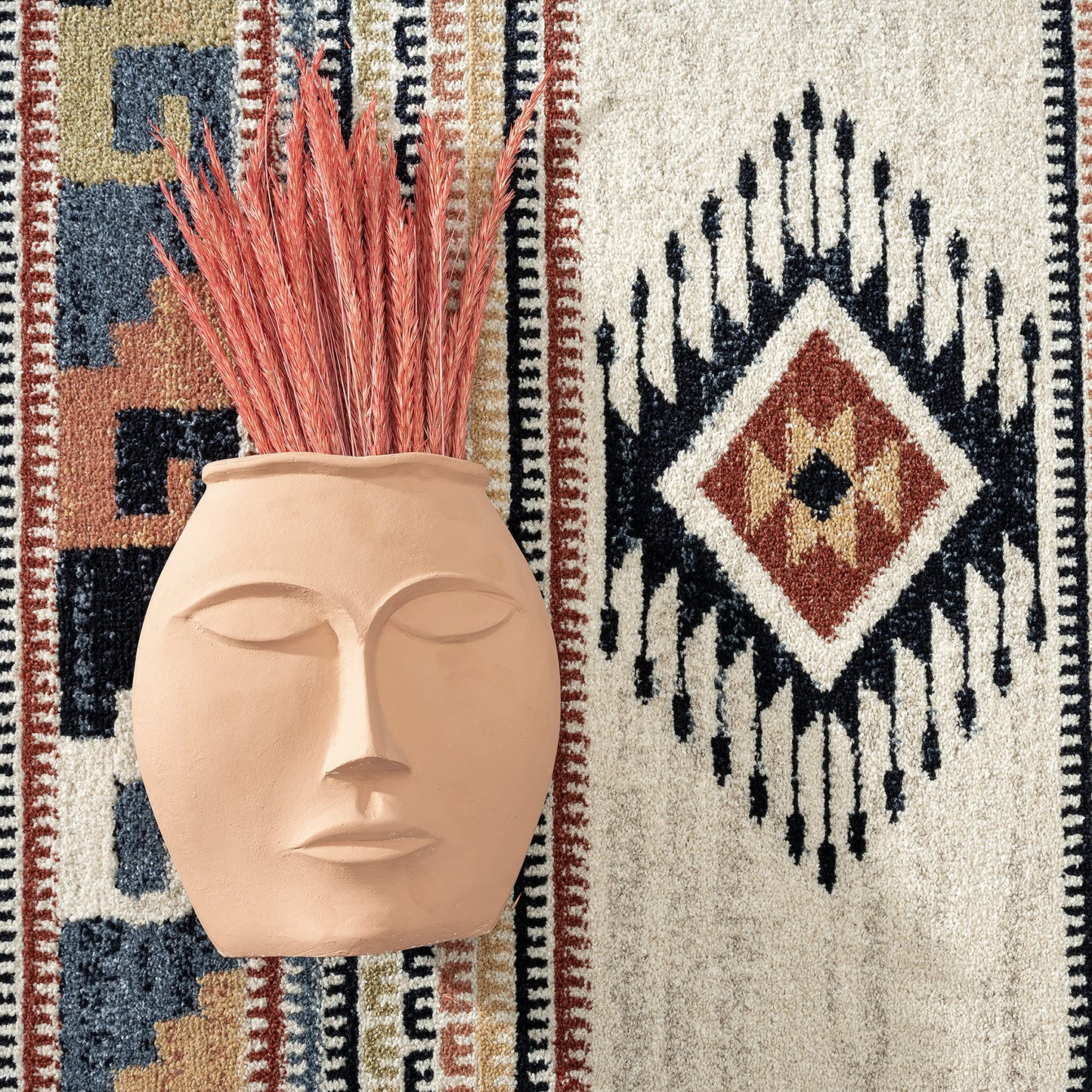 Abani Multicolor Southwestern Design Area Rug - Non-Shed Orange, Grey & Beige Tribal Pattern Dining Room Carpet Rugs (3'x5')