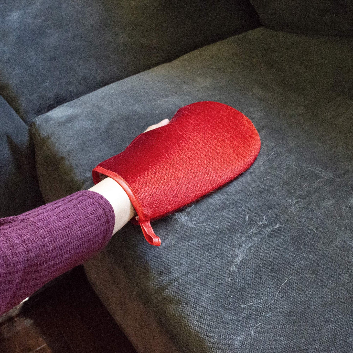 CleanAide Hair Magnet Pet Fur Removal Mitt, Lint, Fur, and Dander Cleanup for Furniture, Clothing, and Upholstery, Reusable, Durable, Quick & Easy Cleaning, Red, 2-Pack