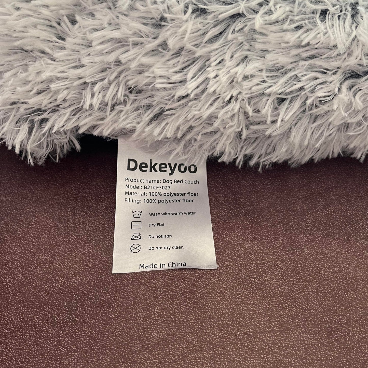 Dekeyoo Waterproof Calming Dog Bed, Pet Couch Protector Plush Dog Mat Dog Sofa, Pet Furniture Cover with Soft Neck Bolster, Machine Washable Silver Gray Large