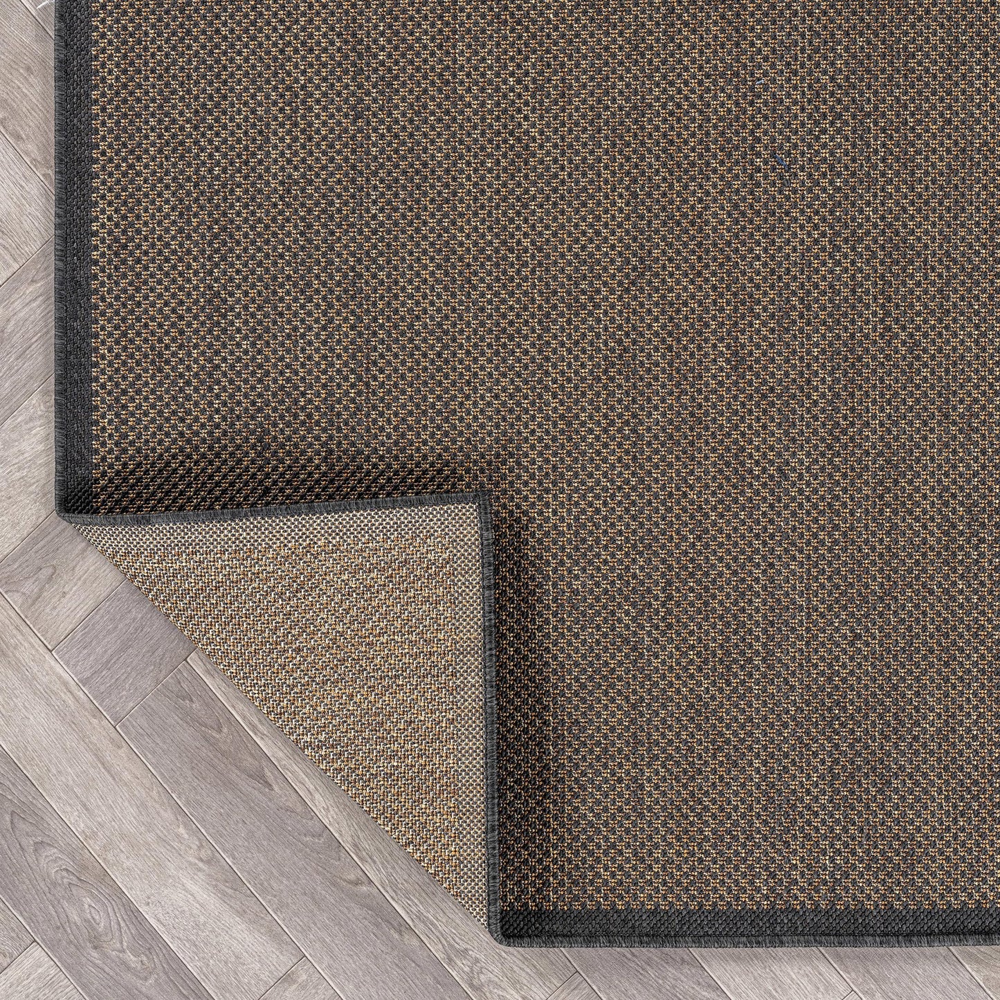 Rugshop Diamond Grid Indoor Outdoor Flat Woven Area Rug,Natural Jute-Style, Easy-Care Patio Rug for Backyard Porch Deck Balcony, 4' x 6' Dark Gray/Natural