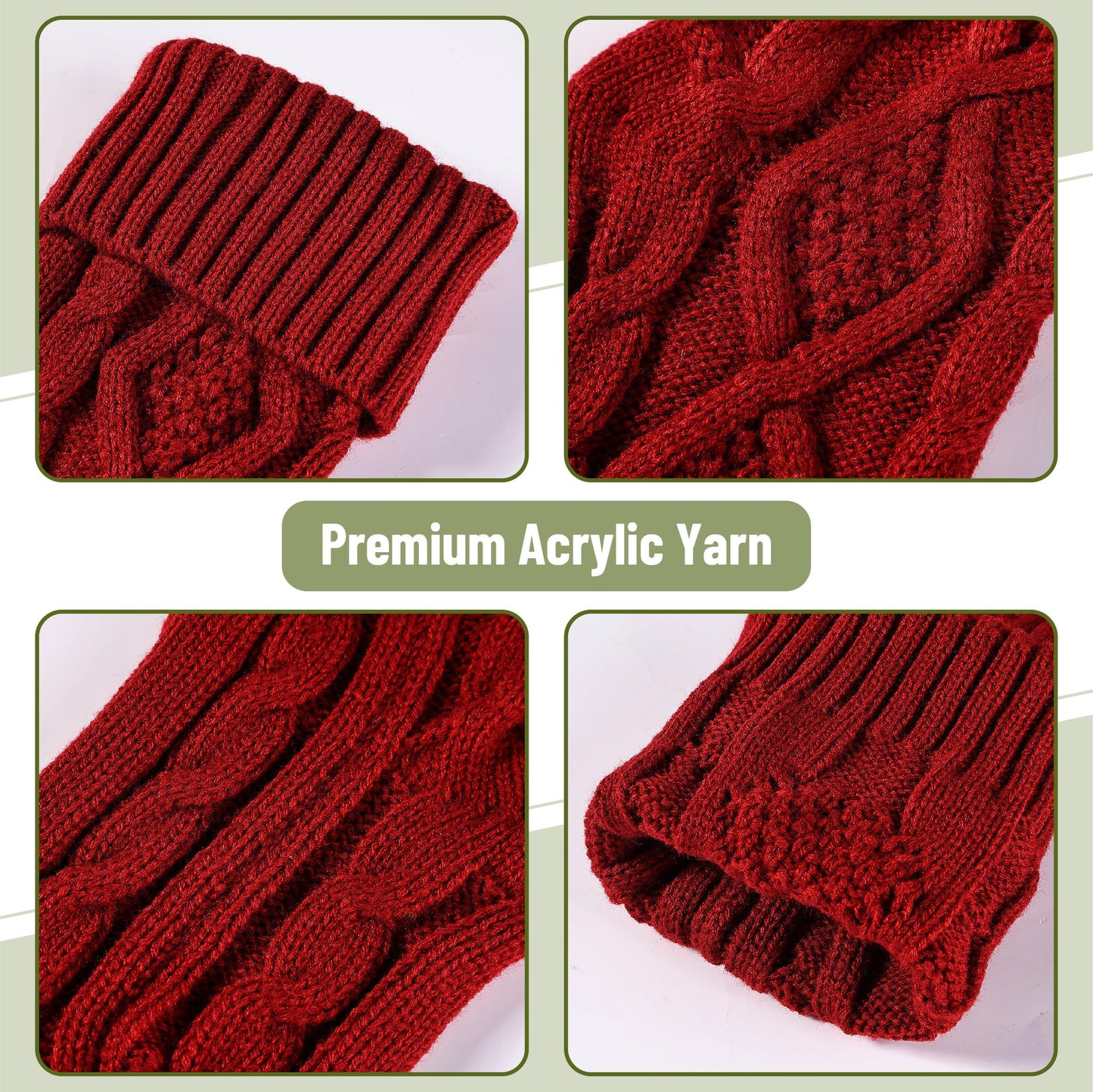 Mr. Pen- Christmas Stockings 6 Pack, 18" Cable Knit Stockings for Christmas, Cable Knit Christmas Stocking for Christmas, Large Stockings Christmas 6 pack, Knit Stockings Christmas, Red, Cream & Green