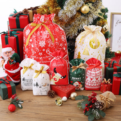 Mr. Pen- Christmas Drawstring Gift Bags, 32 pcs, Christmas Gift Bags Assorted Sizes, Christmas Bags with Drawstring, Christmas Gift Bags Bulk, Drawstring Christmas Gift Bags Drawstring, Gift Wrap Bags