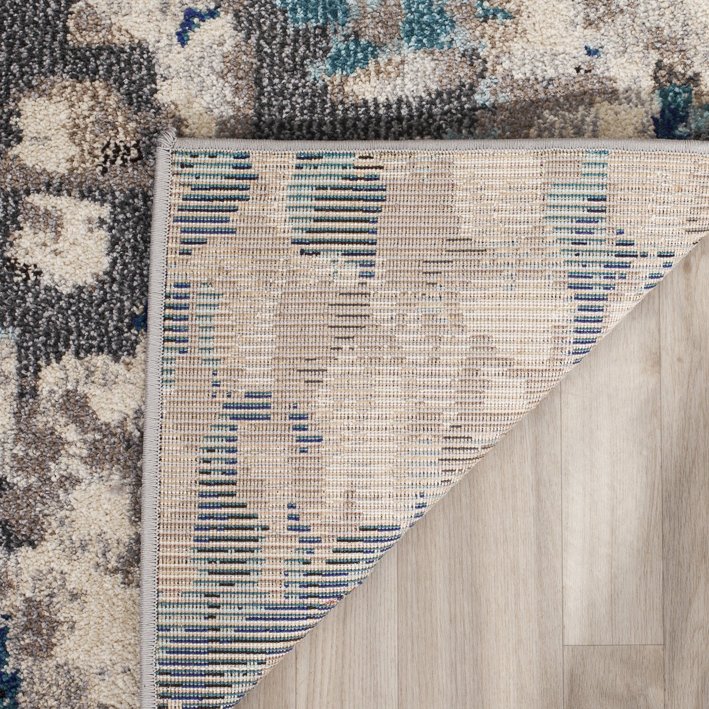 SAFAVIEH Monaco Collection Runner Rug - 2'2" x 8', Grey & Light Blue, Boho Chic Abstract Watercolor Design, Non-Shedding & Easy Care, Ideal for High Traffic Areas in Living Room, Bedroom (MNC225E)