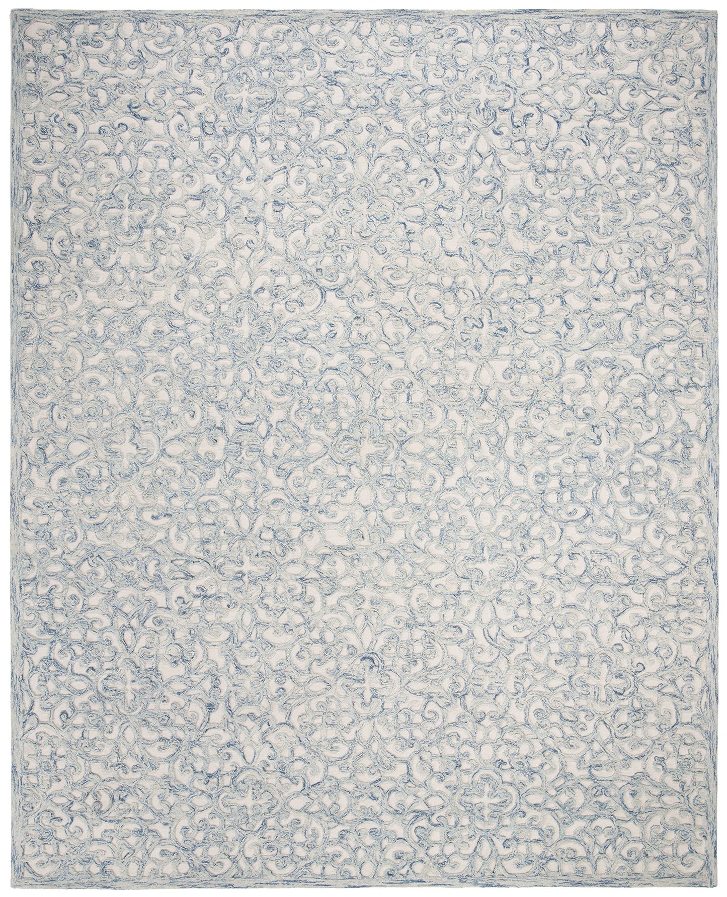 SAFAVIEH Trace Collection Area Rug - 6' x 9', Blue & Ivory, Handmade Wool, Ideal for High Traffic Areas in Living Room, Bedroom (TRC103B)