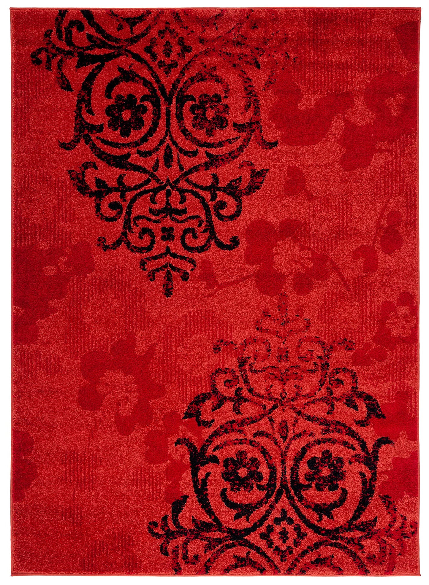 SAFAVIEH Adirondack Collection Accent Rug - 4'5" x 6'5", Red & Black, Floral Glam Distressed Design, Non-Shedding & Easy Care, Ideal for High Traffic Areas in Foyer, Living Room, Bedroom (ADR114P)