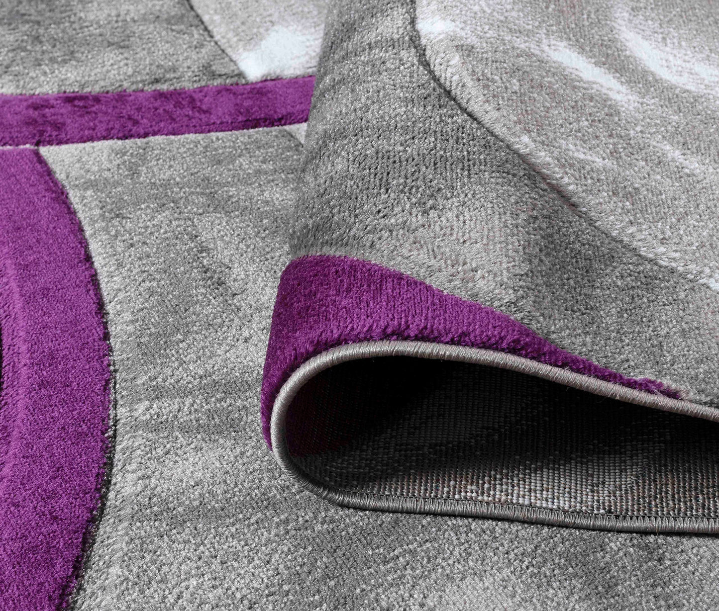 GLORY RUGS Area Rug Modern 4x6 Purple Circles Geometry Soft Hand Carved Contemporary Floor Carpet Fluffy Texture for Indoor Living Dining Room and Bedroom Area