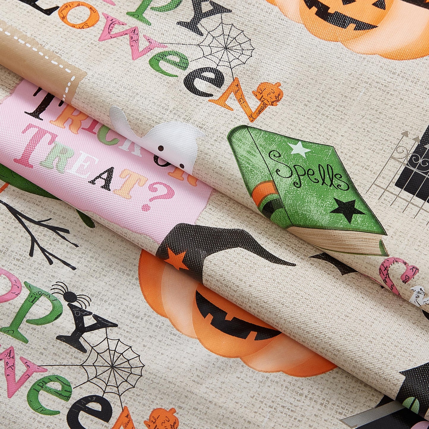 Newbridge Happy Halloween Witches Brew 52 x 70 Inch Rectangle Vinyl Tablecloth with Flannel Backing