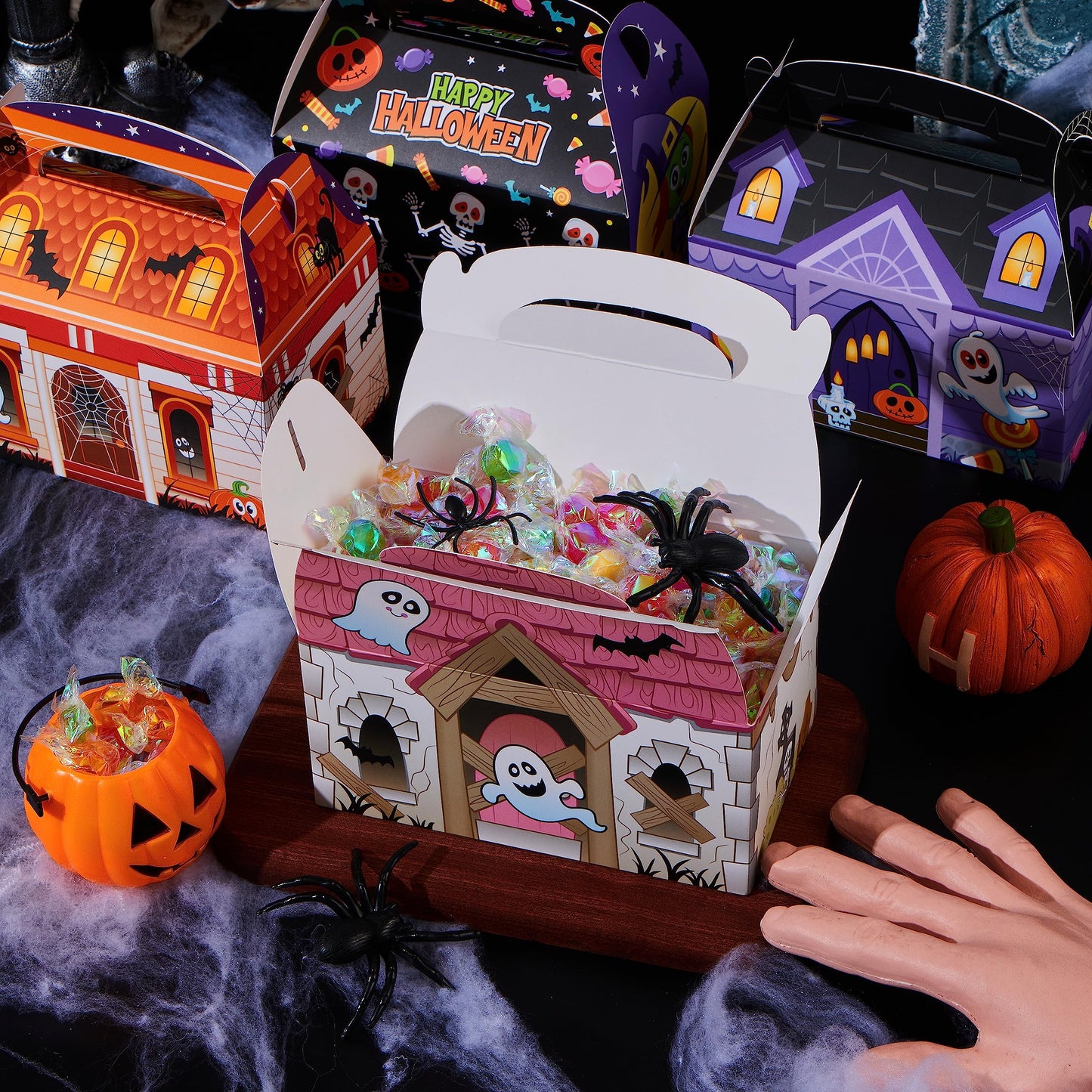 JOYIN 36 PCS Halloween Treat Boxes Candy Boxes Trick or Treat Cardboard Cookies Goodie Bags for Kids Halloween Party Favor Supplies, Classroom Exchange Goody Bags, Holiday Pastries, Cupcakes