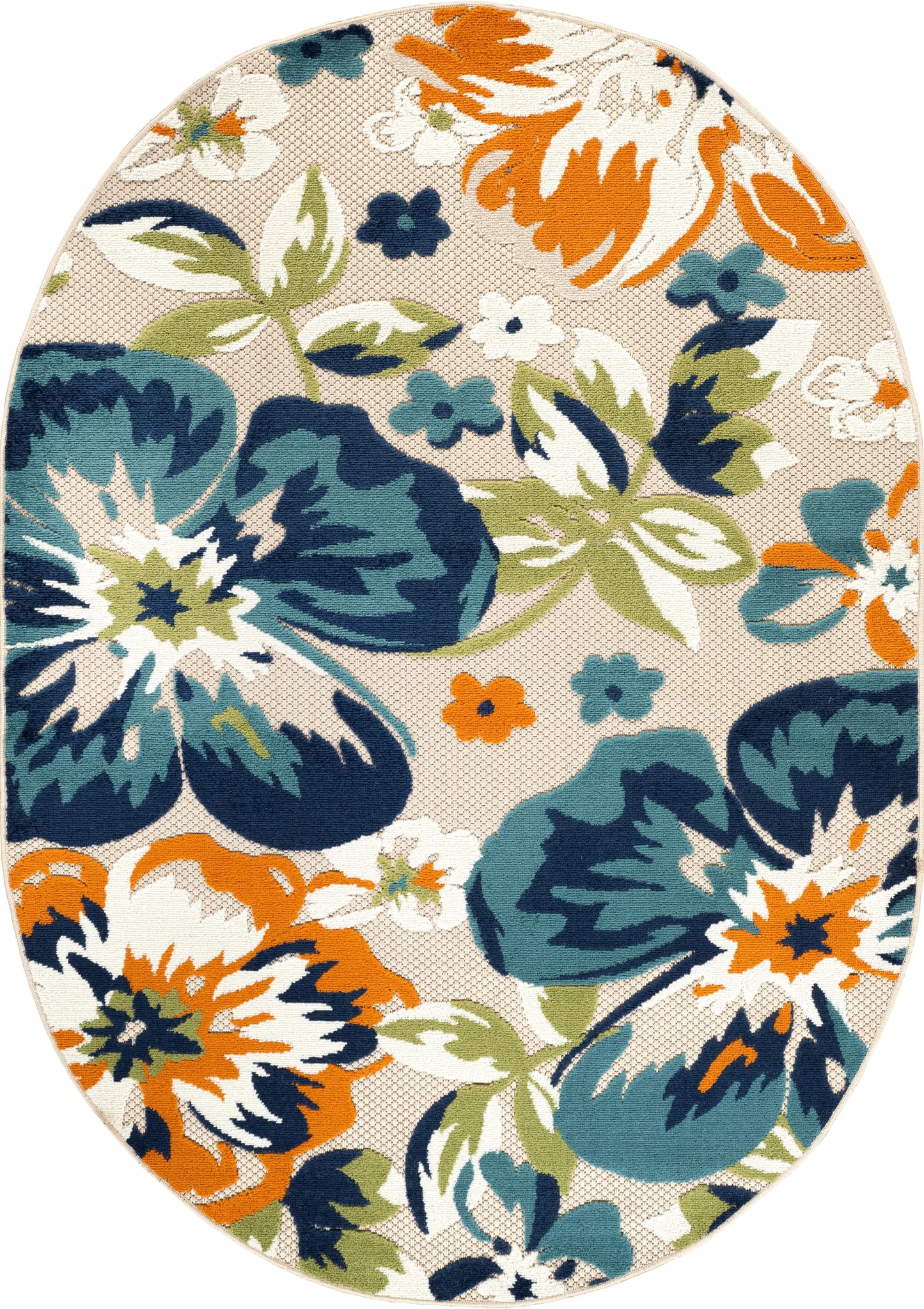 Rugshop Multi Bergamo Floral Indoor/Outdoor Oval Area Rug Machine Washable for Patio, Deck and Living Room, 5' x 7' Oval