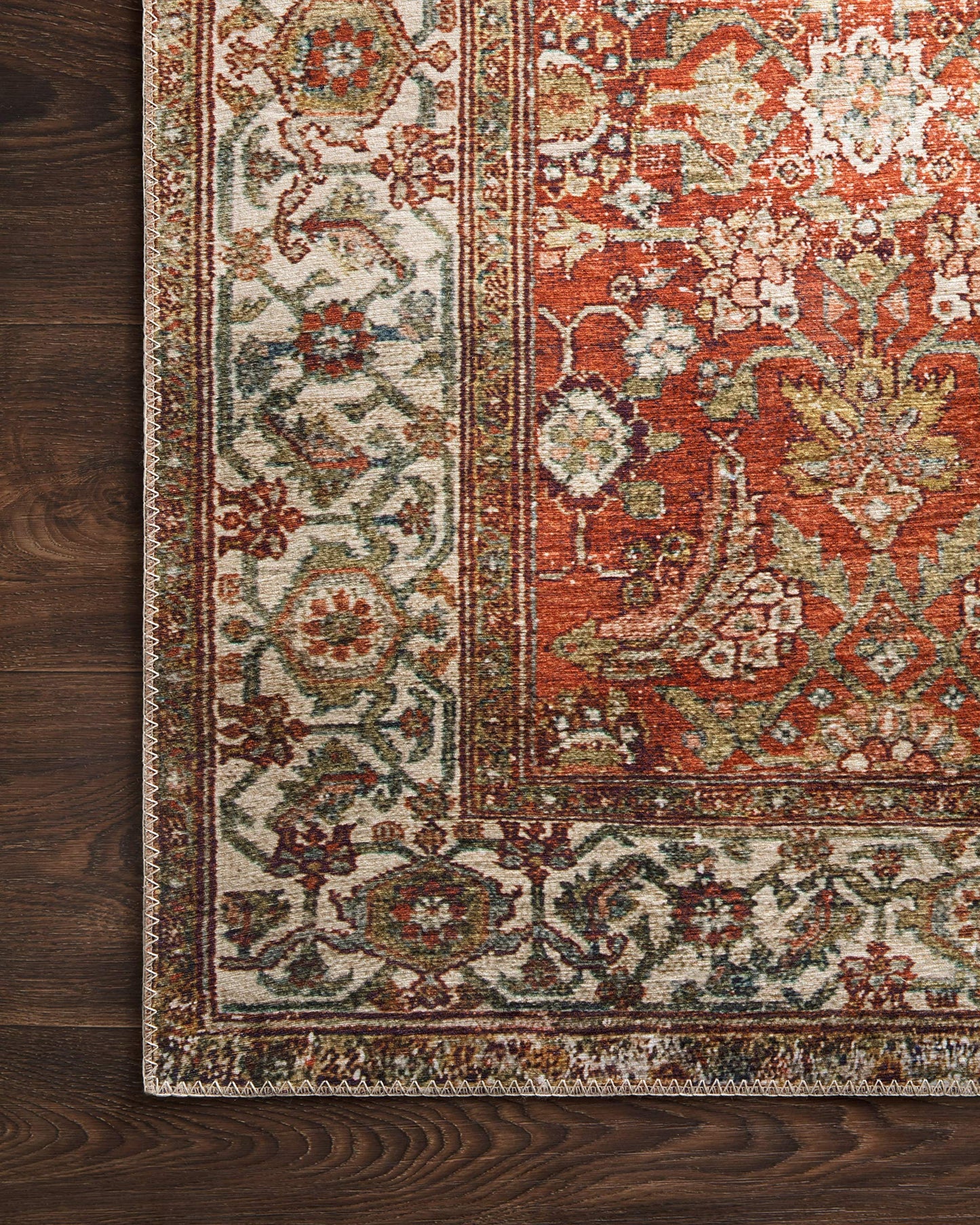 Loloi Layla Collection LAY-05 Ocean/Multi 7'-6" x 9'-6" .13" Thick Area Rug, Soft, Durable, Vintage Inspired, Distressed, Low Pile, Non-Shedding, Easy Clean, Printed, Living Room Rug