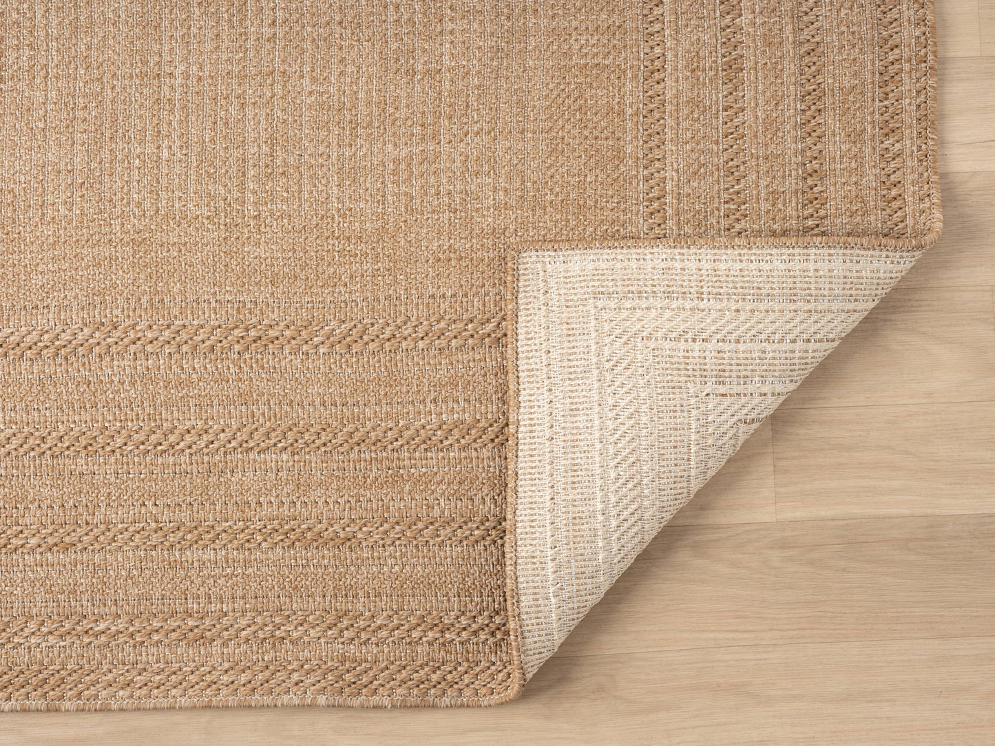RUGGERRUGS Berry Easy Jute Indoor Outdoor Rug, 4x6 Neutral Bordered Jute Look, Weather Resistant, Easy Care, Lightweight Outdoor Farmhouse Carpet for Patio, Porch, Living Room (4' x 6', Natural)
