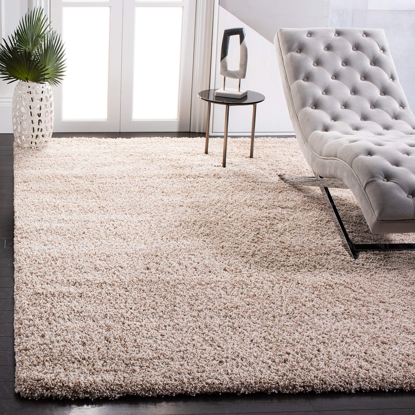 SAFAVIEH California Shag Collection Area Rug - 6'7" x 9'6", Beige, Non-Shedding & Easy to Clean, Ultra Plush Thick Pile, Ideal for Living Room, Bedroom, Dining Space (SG151-1313)