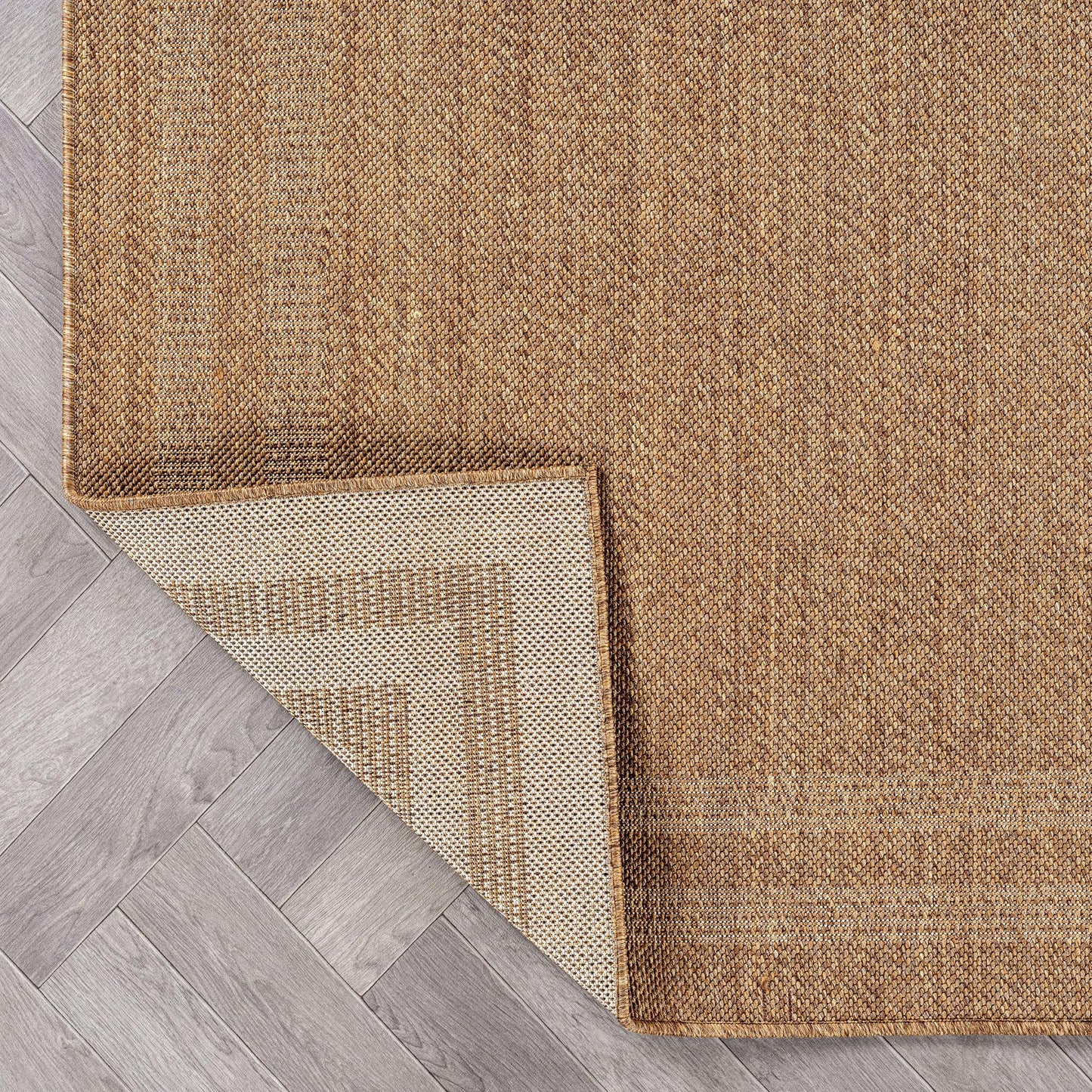 Rugshop Border Stripe Indoor Outdoor Flat Woven Area Rug,Natural Jute-Style,Easy-Care Patio Rug for Backyard Porch Deck Balcony, 5' x 7' Sand/Natural