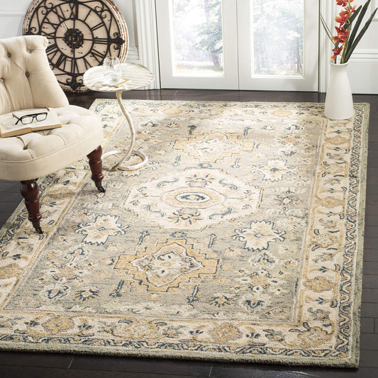 SAFAVIEH Aspen Collection 5' x 8' Moss/Ivory APN601W Handmade Traditional Wool Area Rug