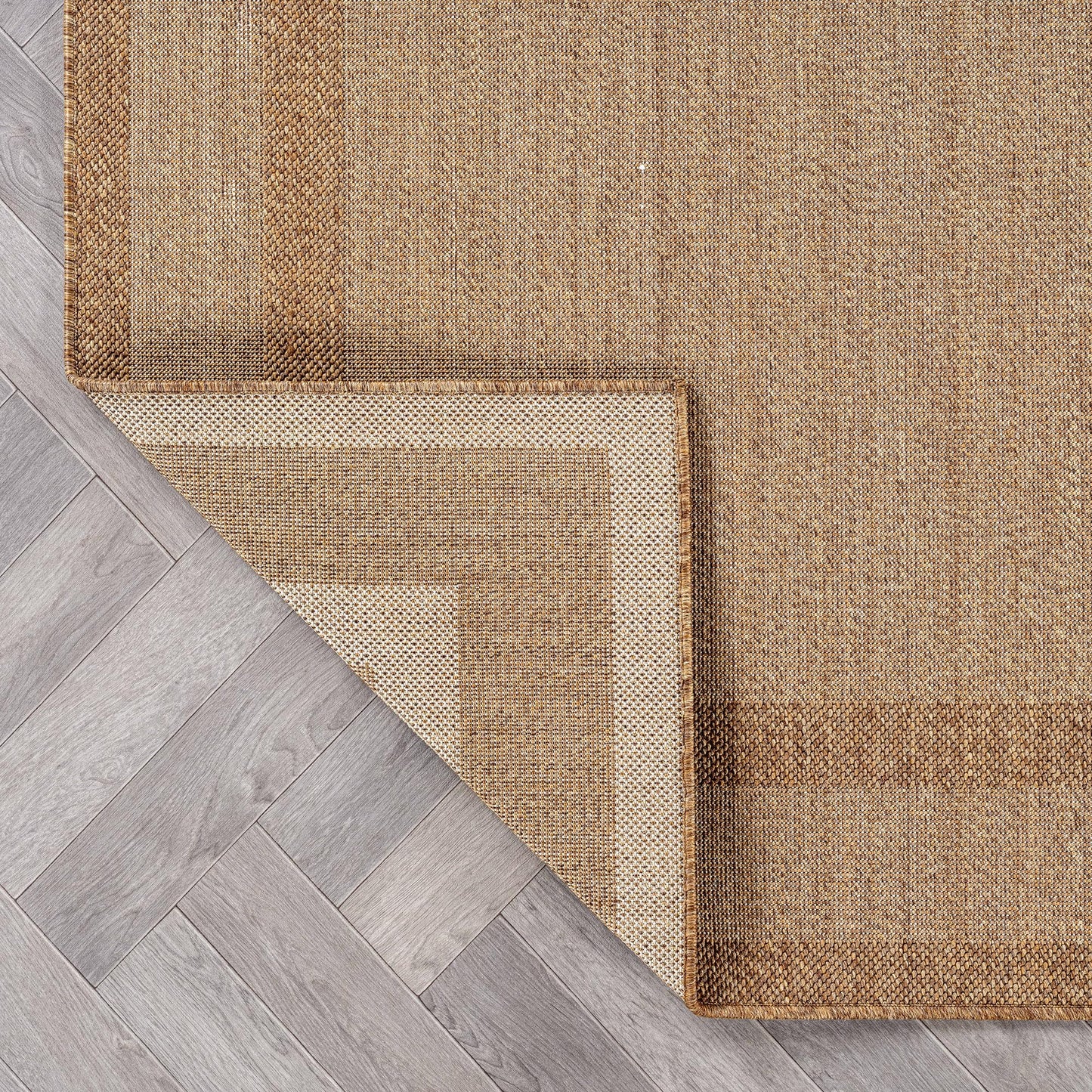 Rugshop Border Plain Indoor Outdoor Flat Woven Area Rug,Natural Jute-Style,Easy-Care Patio Rug for Backyard Porch Deck Balcony, 7'10" x 10' Sand/Natural