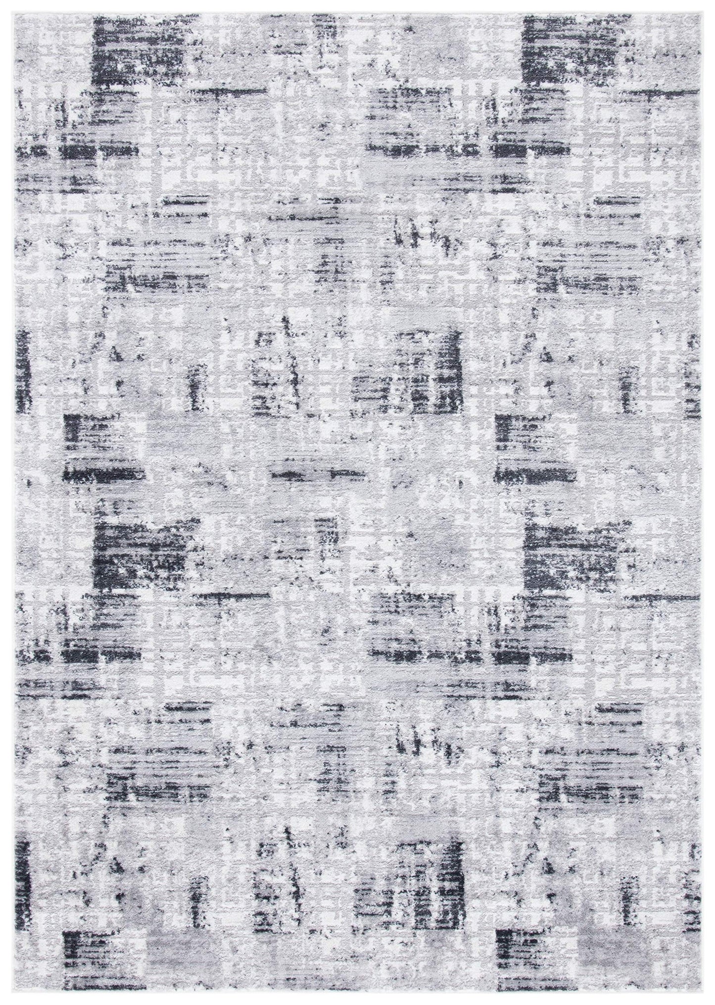 SAFAVIEH Amelia Collection Accent Rug - 4' x 6', Grey & Charcoal, Modern Abstract Distressed Design, Non-Shedding & Easy Care, Ideal for High Traffic Areas in Entryway, Living Room, Bedroom (ALA786F)