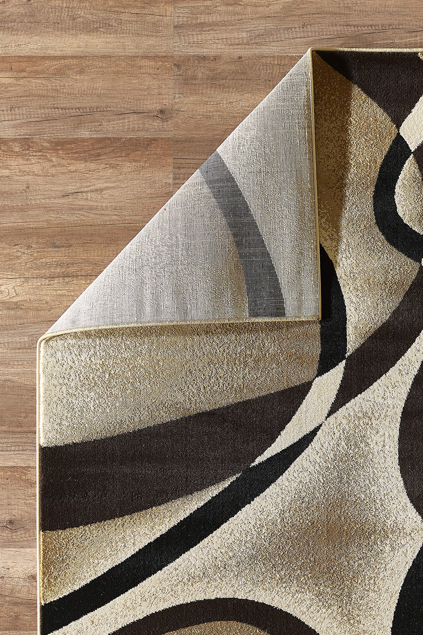 GLORY RUGS Modern Area Rug 5x7 Beige Swirls Carpet Bedroom Living Room Contemporary Dining Accent Sevilla Collection 4816A (Brown)