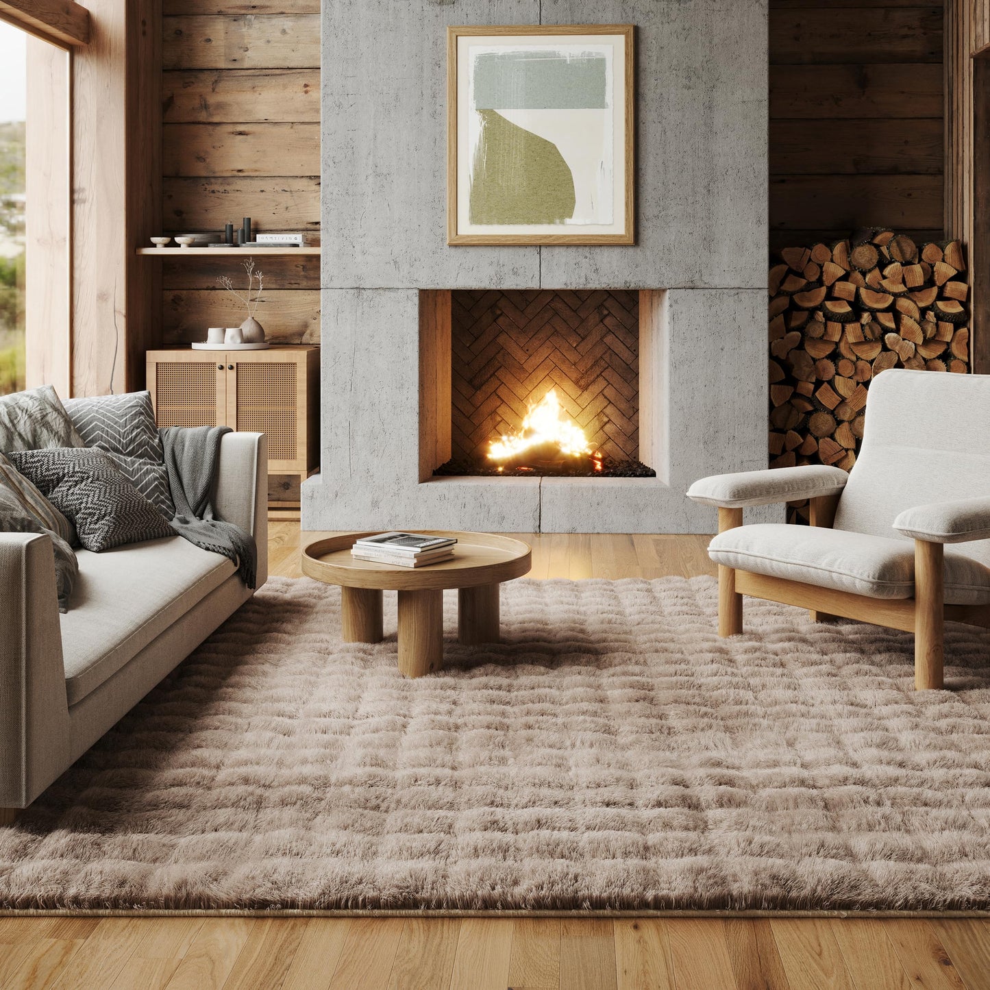 nuLOOM 5' x 8' Cozy Plush Area Rug, Machine Washable, Non-Slip, Soft Fluffy Shag Carpet for Living Room Bedroom Kids Room Nursery Home Decor, Jeni Taupe
