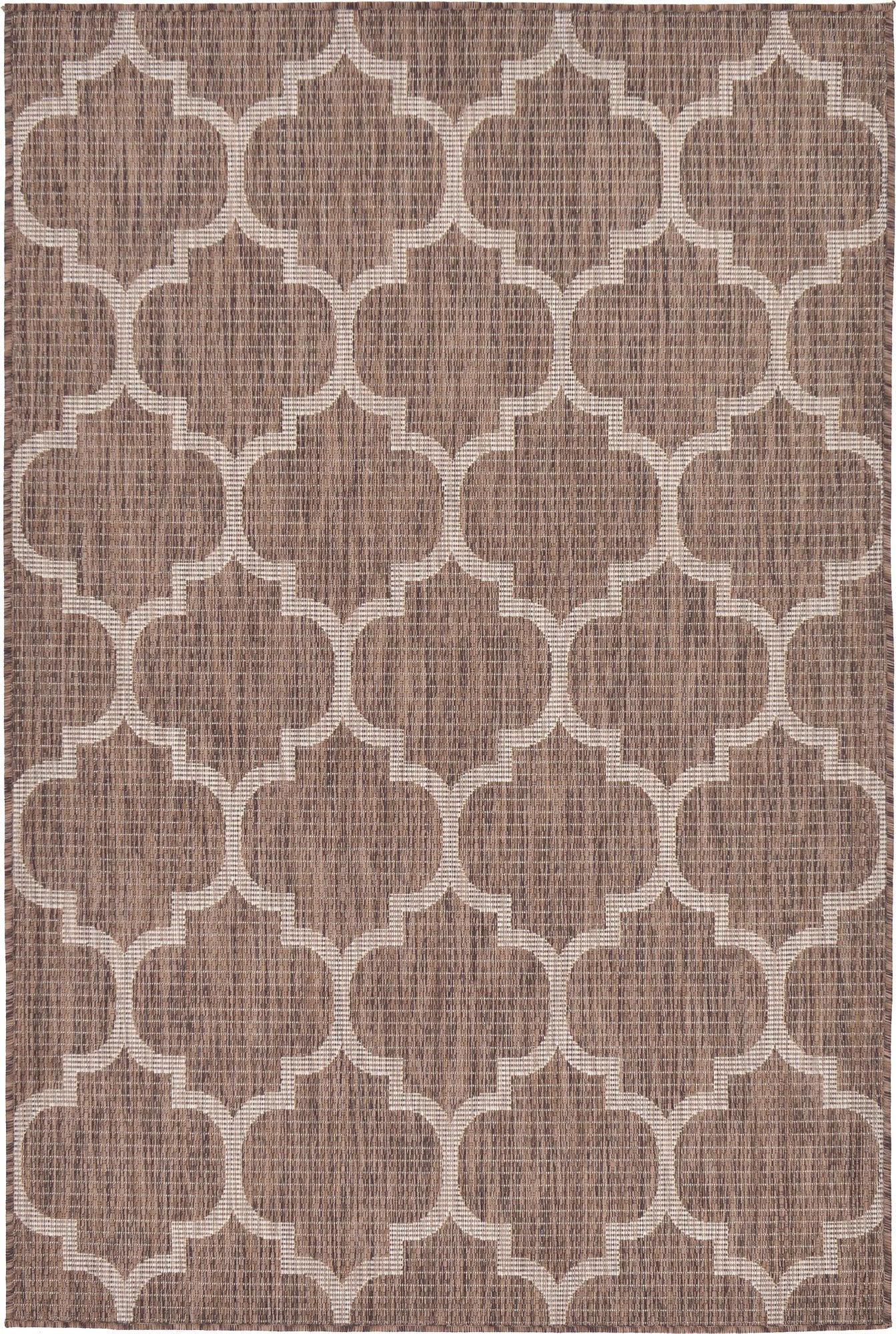 Unique Loom Outdoor Trellis Collection Area Rug (4' 1" x 6' 1" Rectangle, Brown/ Ivory)