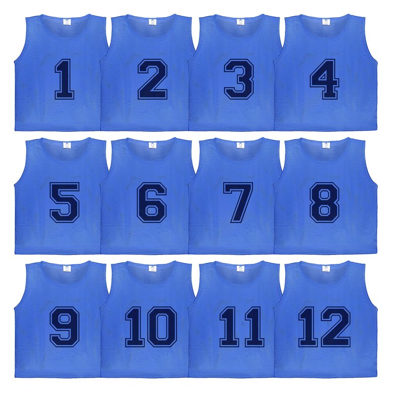 Athllete Youth Soccer Pinnies - Numbered 12 Pack, Lightweight, Breathable, Large