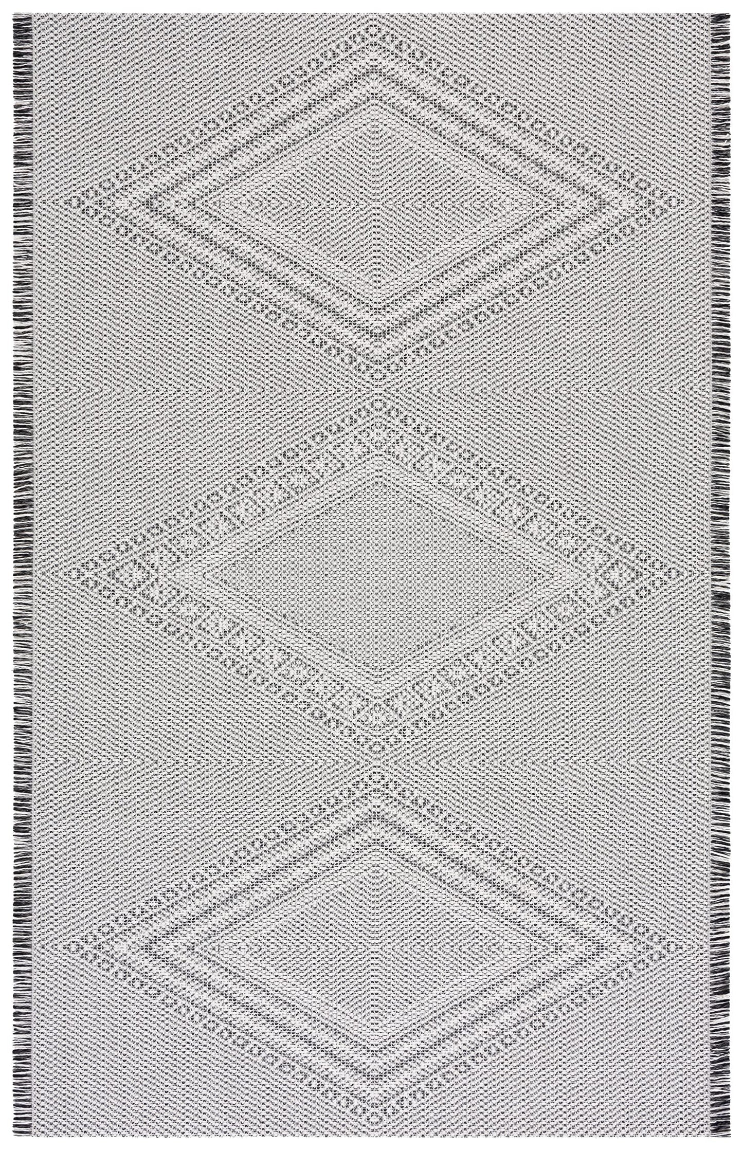 SAFAVIEH Area Rug 8x10 - Augustine Collection - Large - Ivory & Black, Cotton Boho Fringe Design, Easy Cleaning, Ideal for Living Room, Bedroom, Office, Dining Space (AGT502Z)