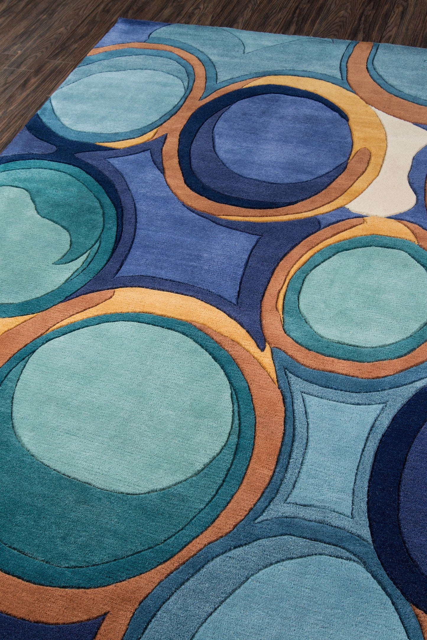 Momeni Rugs New Wave Collection, 100% Wool Hand Carved & Tufted Contemporary Area Rug, 5'3" x 8', Blue