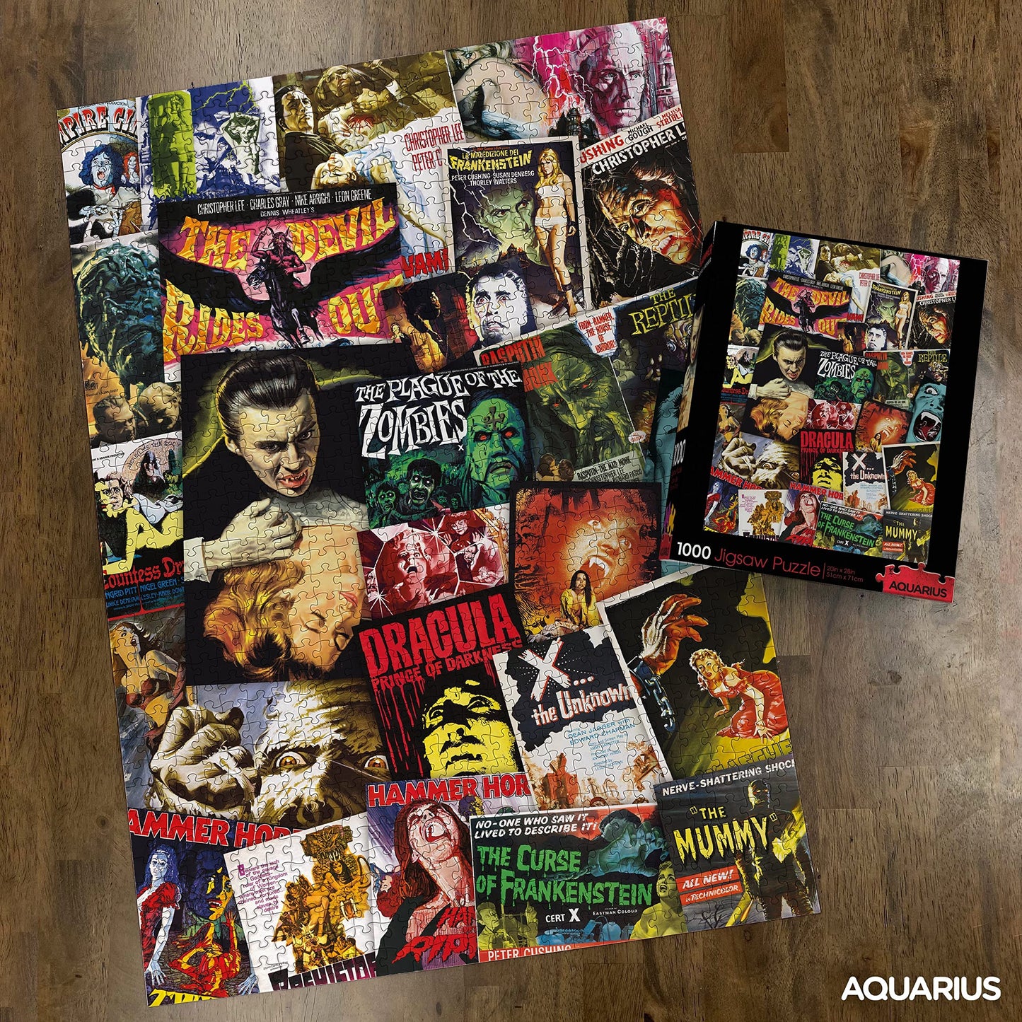 AQUARIUS Hammer Classic Horror Movies Collage (1000 Piece Jigsaw Puzzle) - Glare Free - Precision Fit - Virtually No Puzzle Dust - Officially Licensed Hammer Merchandise & Collectibles - 20x28 Inches