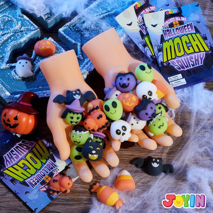 JOYIN 36 Pcs Halloween Mochi Squishy Toy in Blind Bags with 12 Characters for Stress Relief, Halloween Mystery Toy Surprise Bag for Kids Trick or Treating, Party Favors Supplies, Goodie Fillers