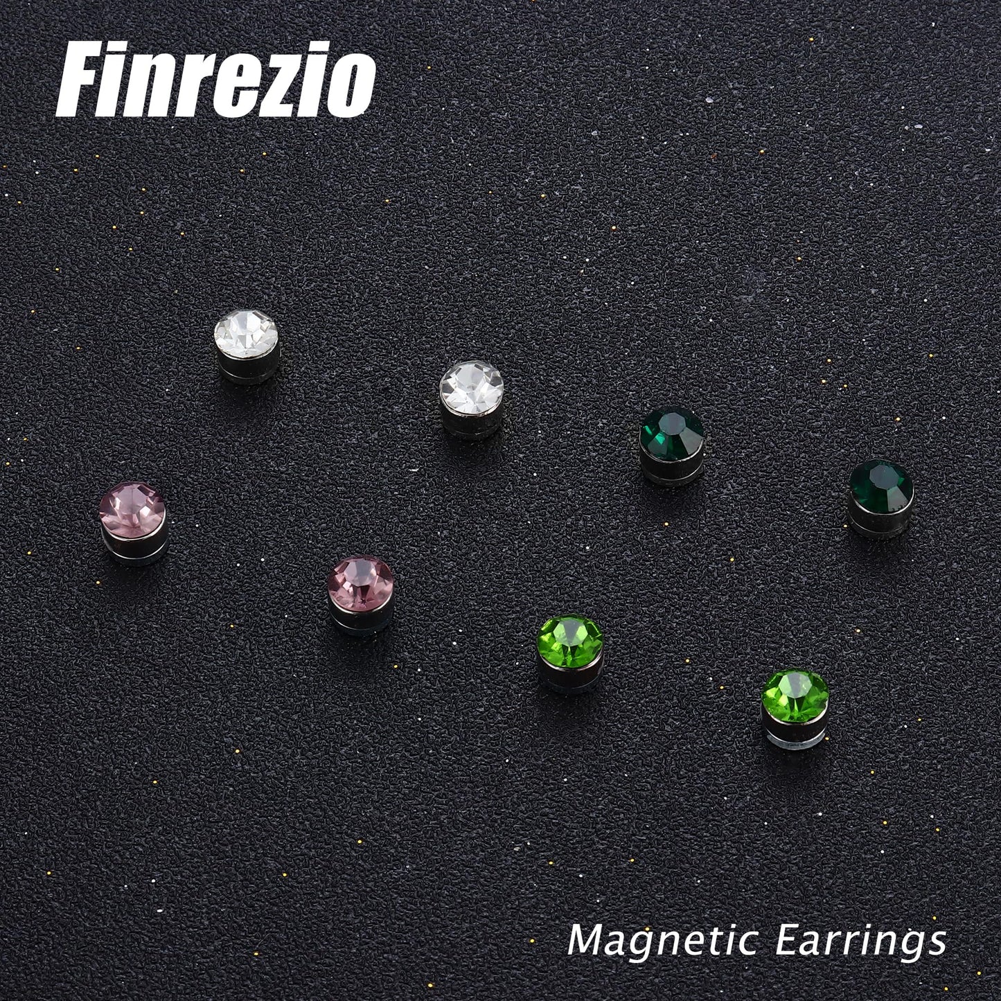 Finrezio 20 Pairs of 6 mm Magnetic Stud Earrings for Women Magnetic Earrings Colourful Crystal Non-Pierced Earrings Without Pierced Earrings, Crystal, 0
