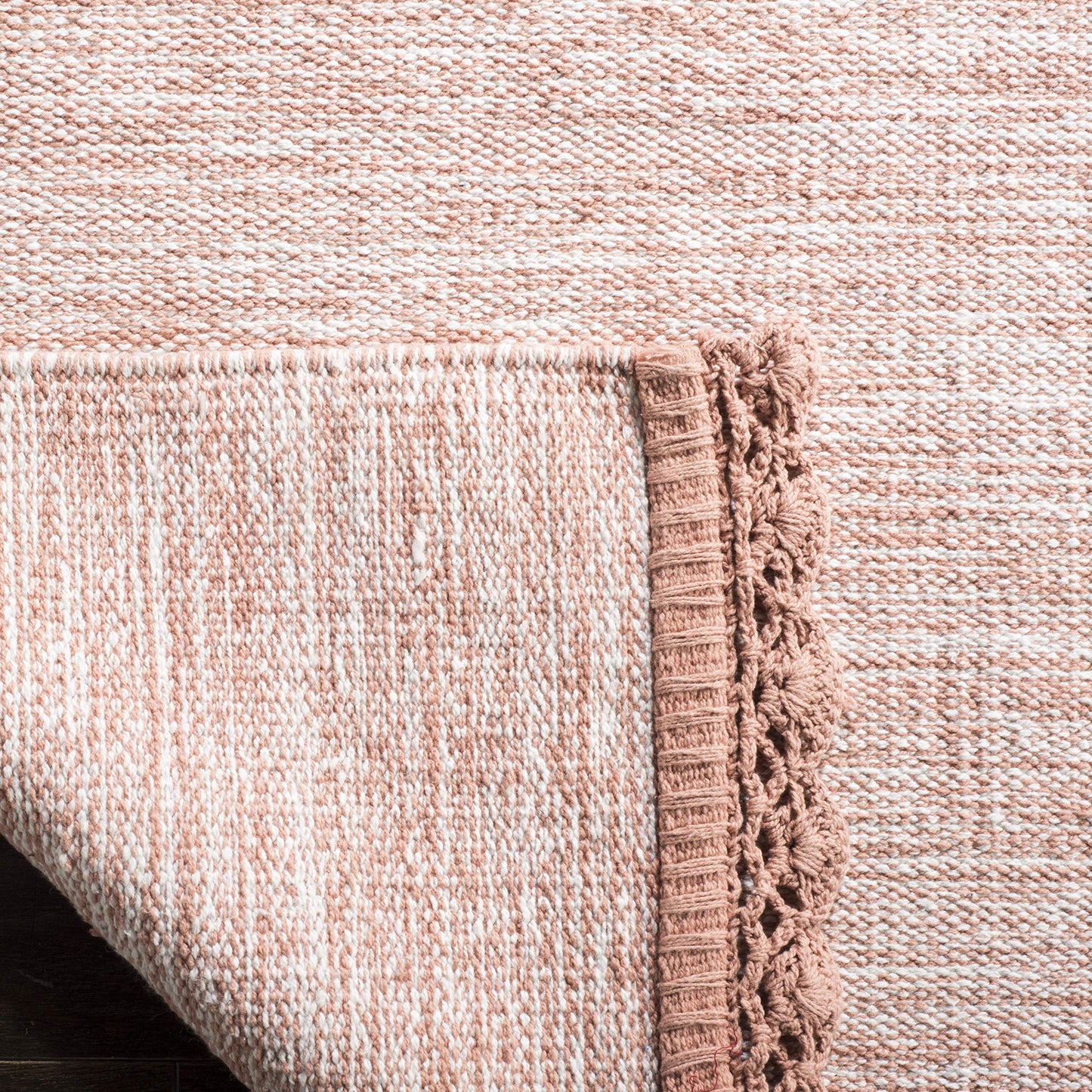 SAFAVIEH Area Rug 8x10 - Montauk Collection - Large - Peach, Handmade Cotton, Ideal for Living Room, Bedroom, Office, Dining Space (MTK615O)