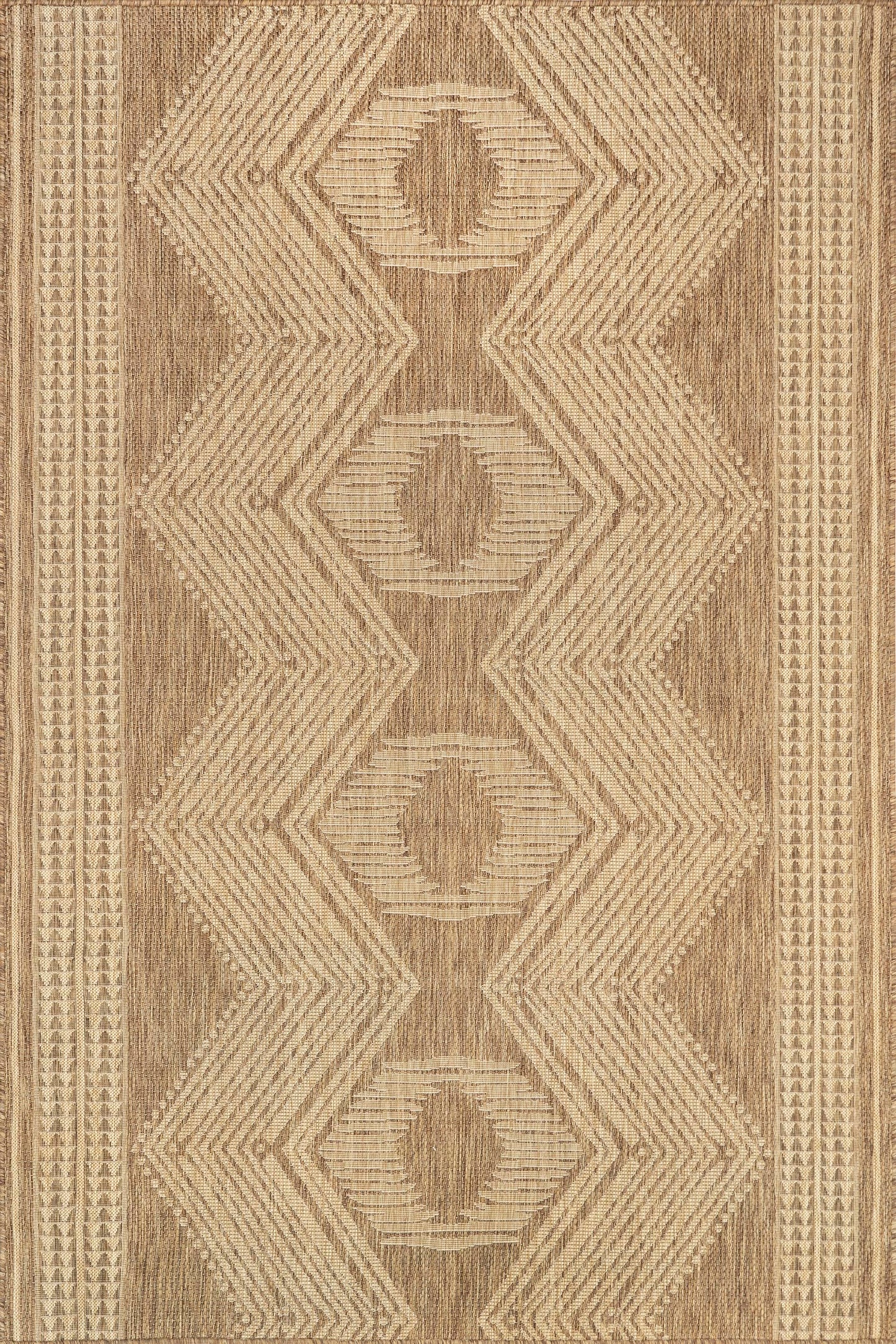 Nuloom Ranya Light Brown/Ivory, 3'6" x 5', Tribal Geometric, Soft and Cozy, High Traffic, Stain Resistant, Easy Clean, Durable Area Rug for Indoor/Outdoor Patio, Deck, Porch, Garden, Courtyard