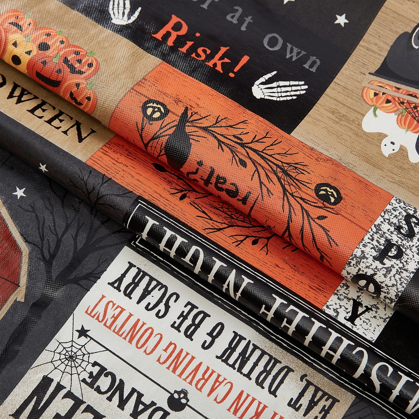 Newbridge Halloween Rustic Spooky Farm 60 x 84 Inch Rectangle Vinyl Tablecloth with Flannel Backing