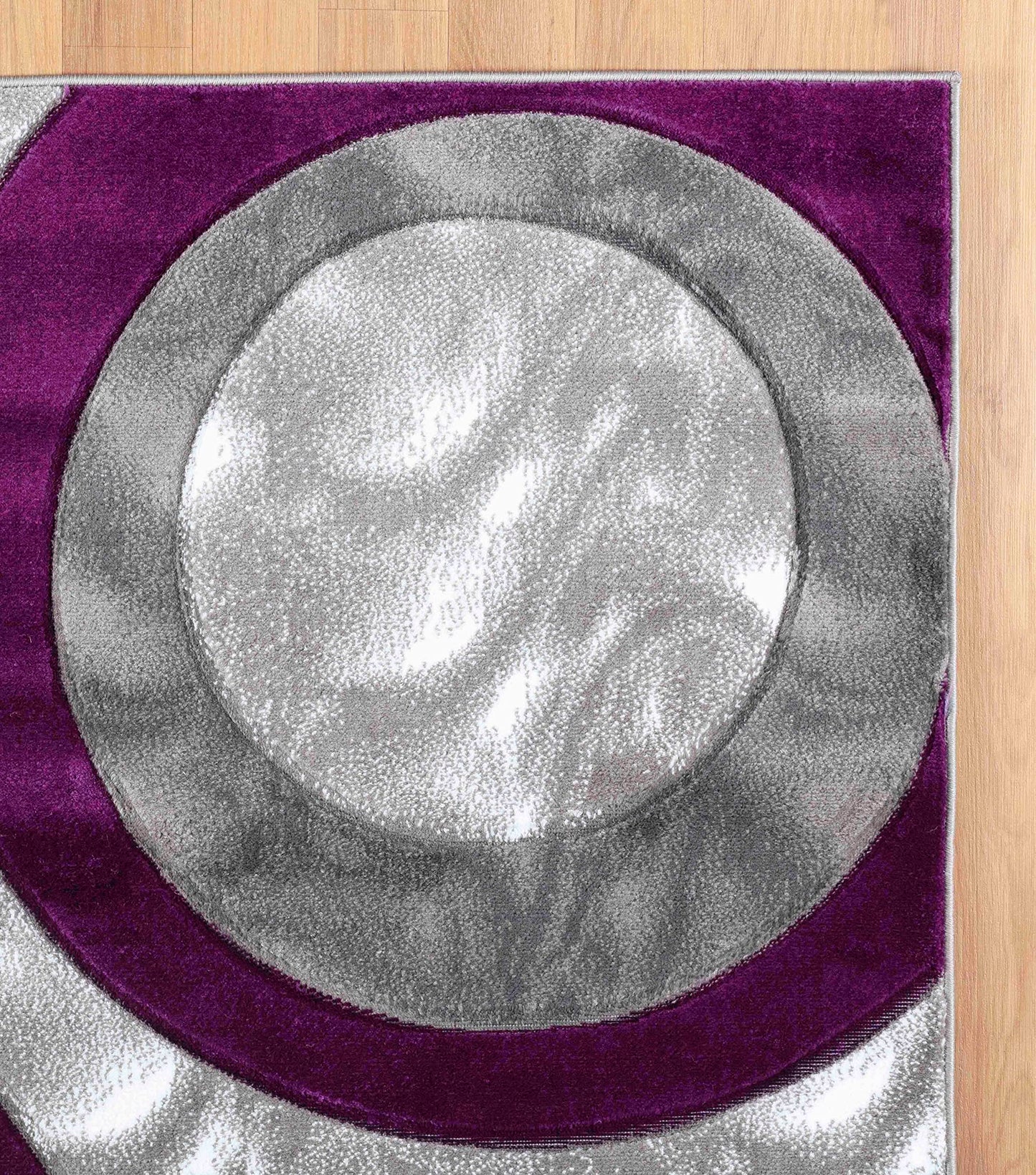 GLORY RUGS Area Rug Modern 4x6 Purple Circles Geometry Soft Hand Carved Contemporary Floor Carpet Fluffy Texture for Indoor Living Dining Room and Bedroom Area