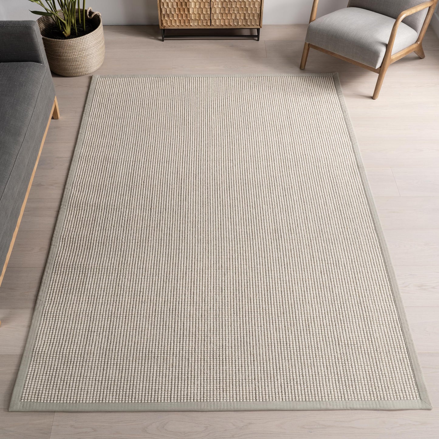 Nuloom Monica Grey/Ivory, 5' x 8', Solid, Sisal & Wool, Soft and Textured, High Traffic, Stain Resistant, Easy Clean, Durable Area Rug for Bedroom, Living Room, Dining Space, Den, Foyer, Entryway
