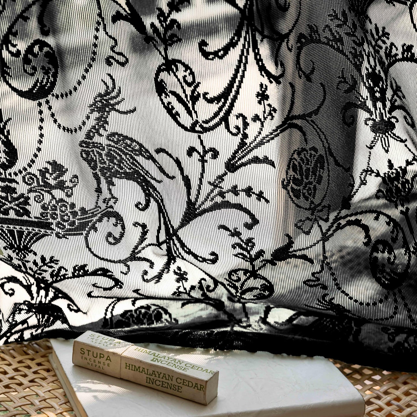 TUDECO Black Sheer Curtains 84 Inches Long - Shabby Chic Knitted Floral Lace Curtains Privacy Goth/Witchy Dark Window Curtains for Living Room Rod Pocket French Decor 1 Pair, 59 x 84 Inch