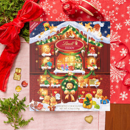 Lindt Holiday Teddy Bear Advent Calendar Assorted Chocolate Candy, 4.5 oz.