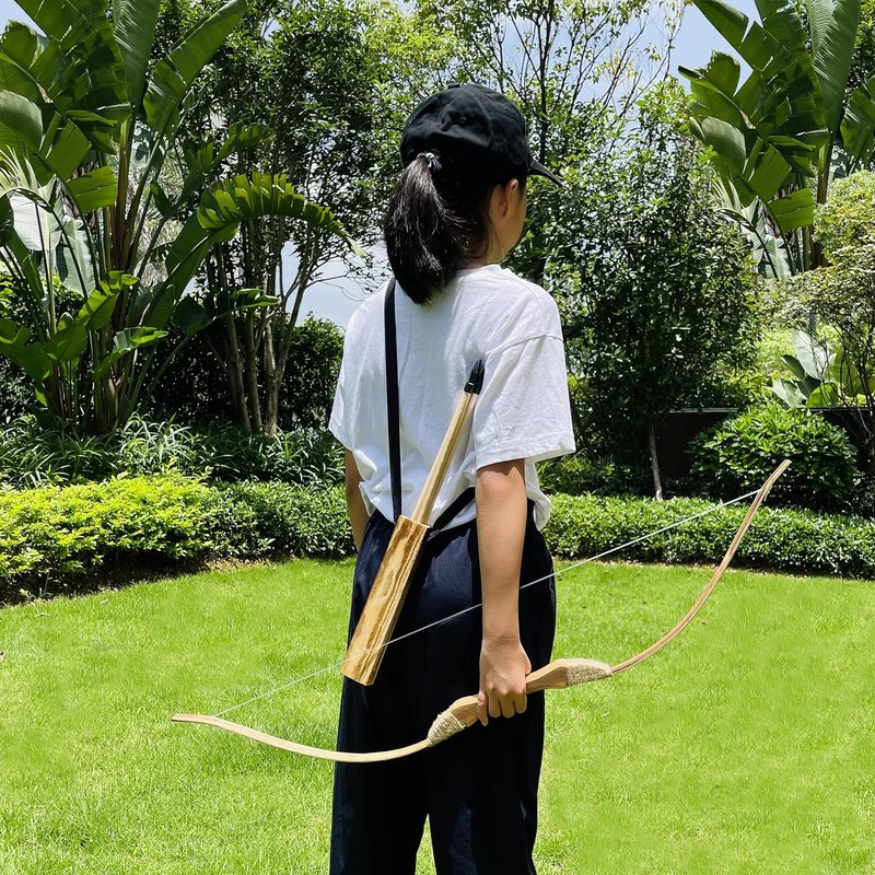 Kids Bow and Arrow Set - 32-Inch Handmade Wooden Archery Toy for Ages 4-12 | Includes Bow, Quiver & 10 Arrows