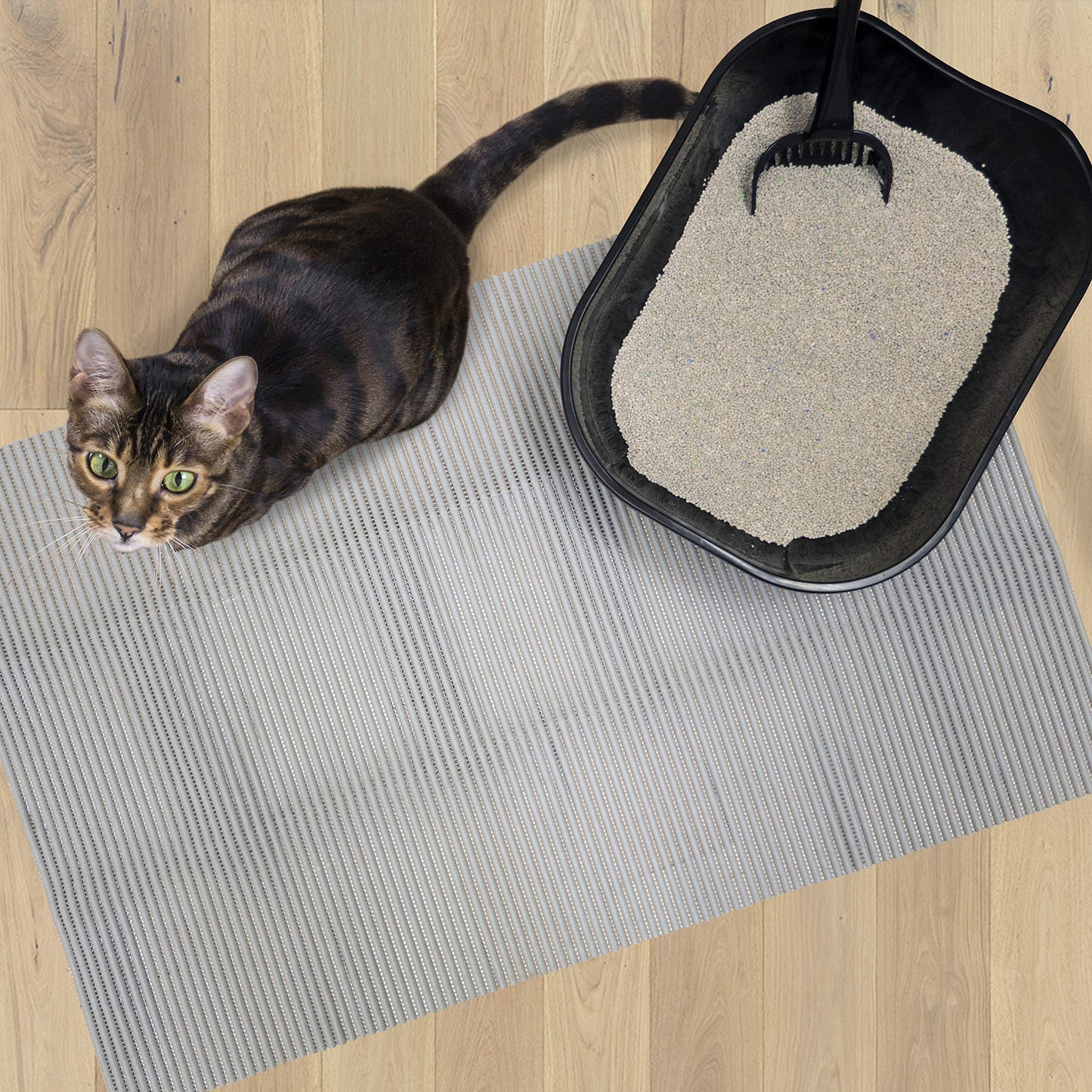 Fresh Kitty Durable XL Jumbo Foam Litter Mat – Phthalate and BPA Free, Water Resistant, Traps Litter from Box, Scatter Control, Easy Clean Mats – Gray, Model Number: 9051