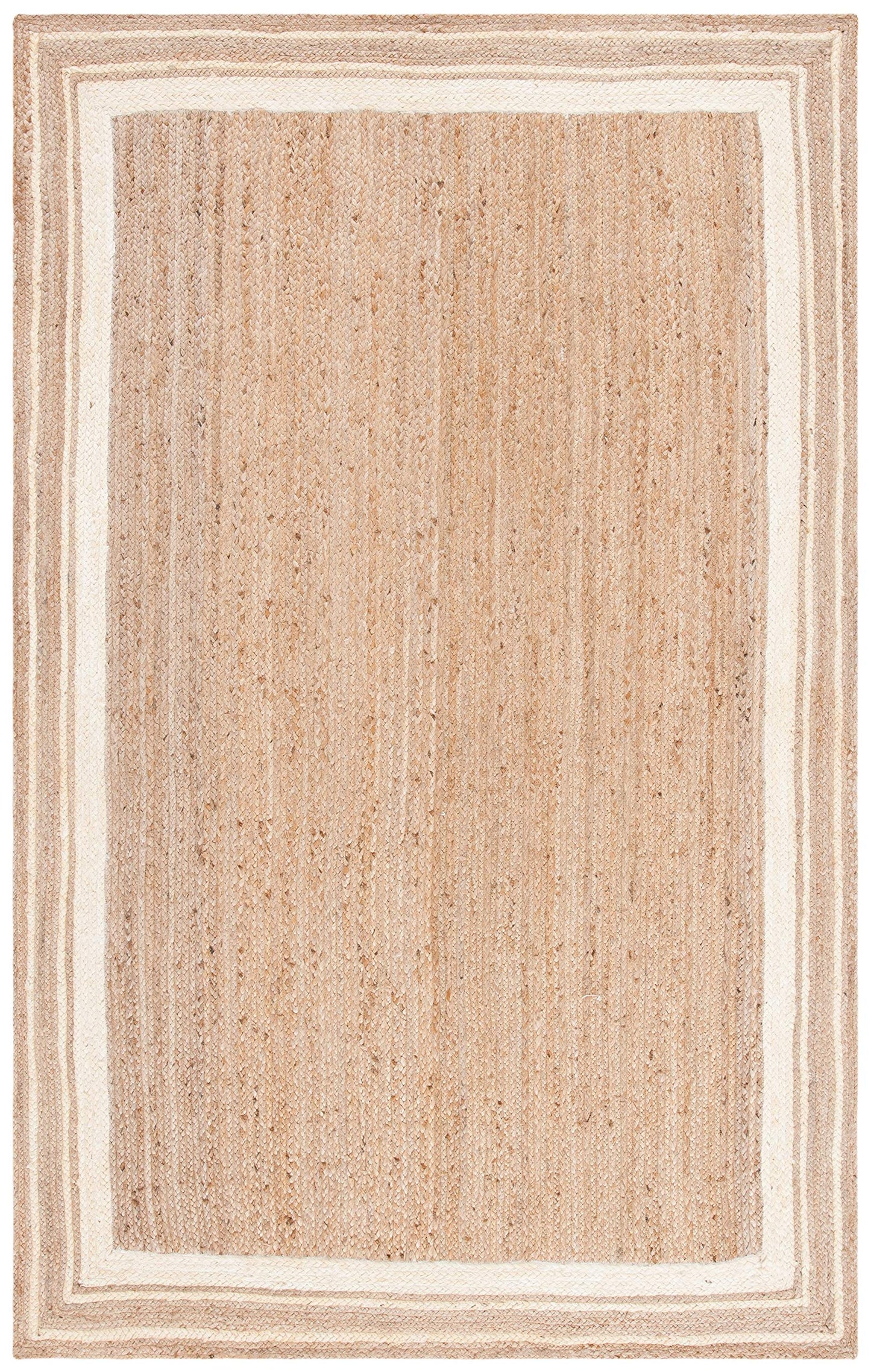 SAFAVIEH Natural Fiber Collection Accent Rug - 4' x 6', Ivory & Natural, Handmade Border Farmhouse Jute, Ideal for High Traffic Areas in Entryway, Living Room, Bedroom (NF109A)