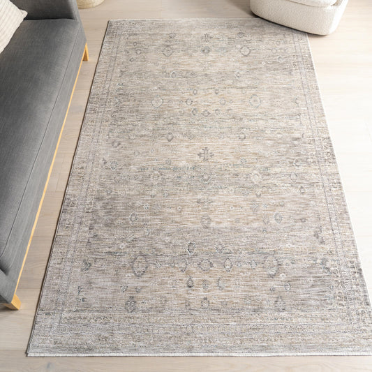 nuLOOM Ginebra Medallion 5x8 Area Rug for Living Room Bedroom Dining Room Kitchen, Beige/Light Grey