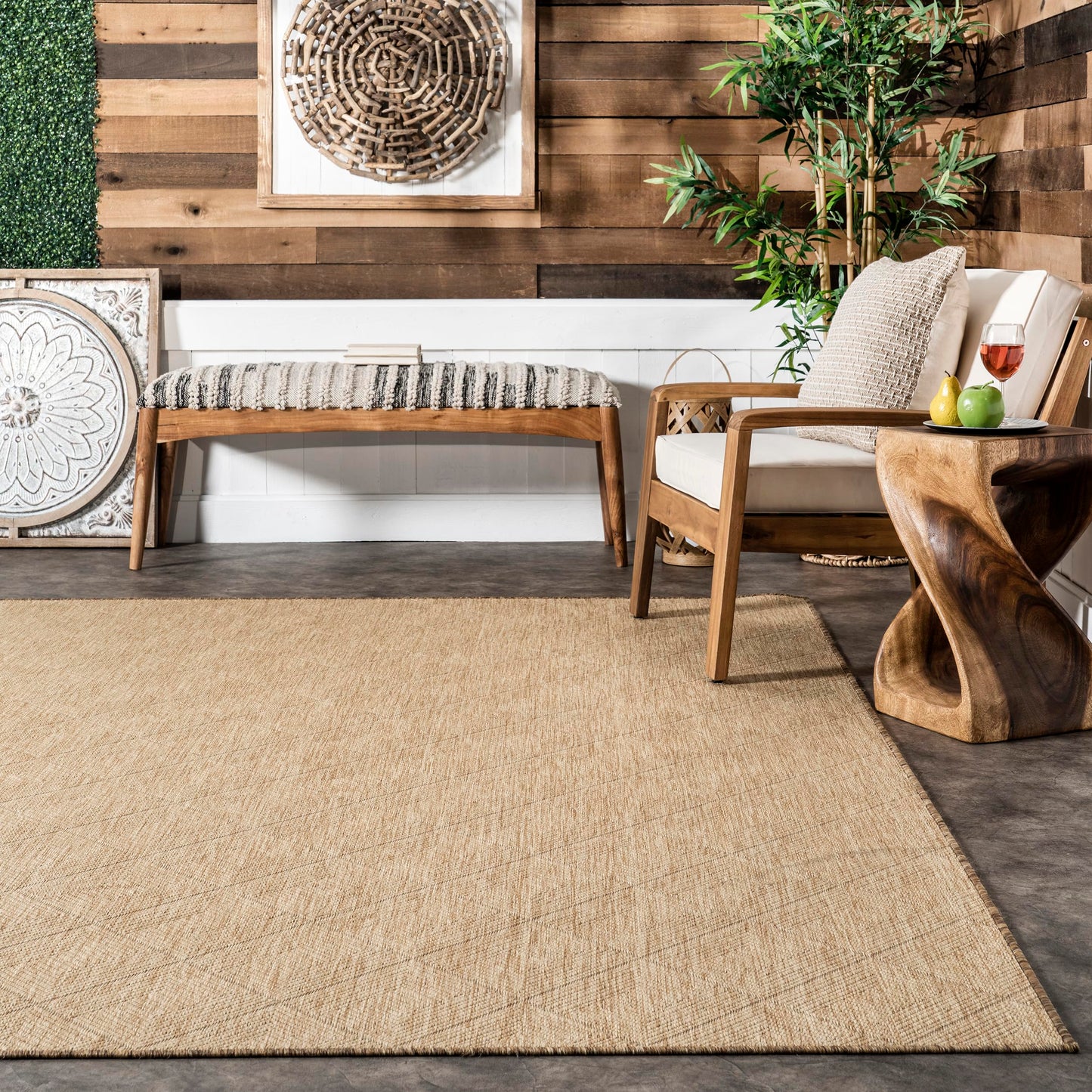 Nuloom Outdoor Performance Ray Brown/Ivory, 3'6" x 5', Solid, Soft and Textured, High Traffic, Stain Resistant, Easy Clean, Durable Area Rug for Indoor/Outdoor Patio, Deck, Porch, Garden, Courtyard