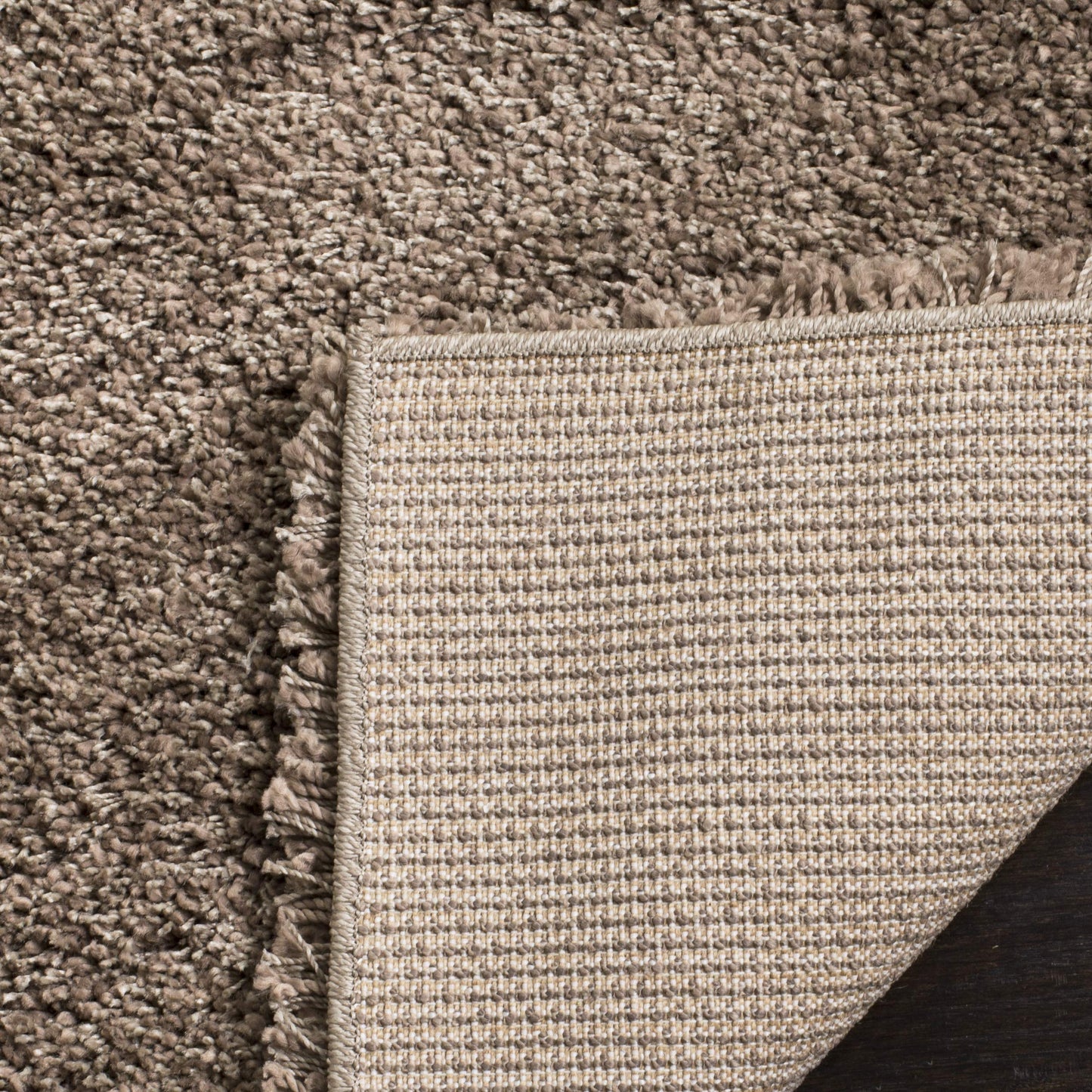 SAFAVIEH California Shag Collection Area Rug - 6'7" Square, Taupe, Non-Shedding & Easy to Clean, Ultra Plush Thick Pile, Ideal for Living Room, Bedroom, Dining Space (SG151-2424)