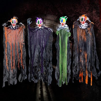 JOYIN 4 Pcs 29” Hanging Clown Halloween Decorations Outdoor, Haunted House Decor Props Front Porch Party Supplies Garden Yard Lawn Scary Horror